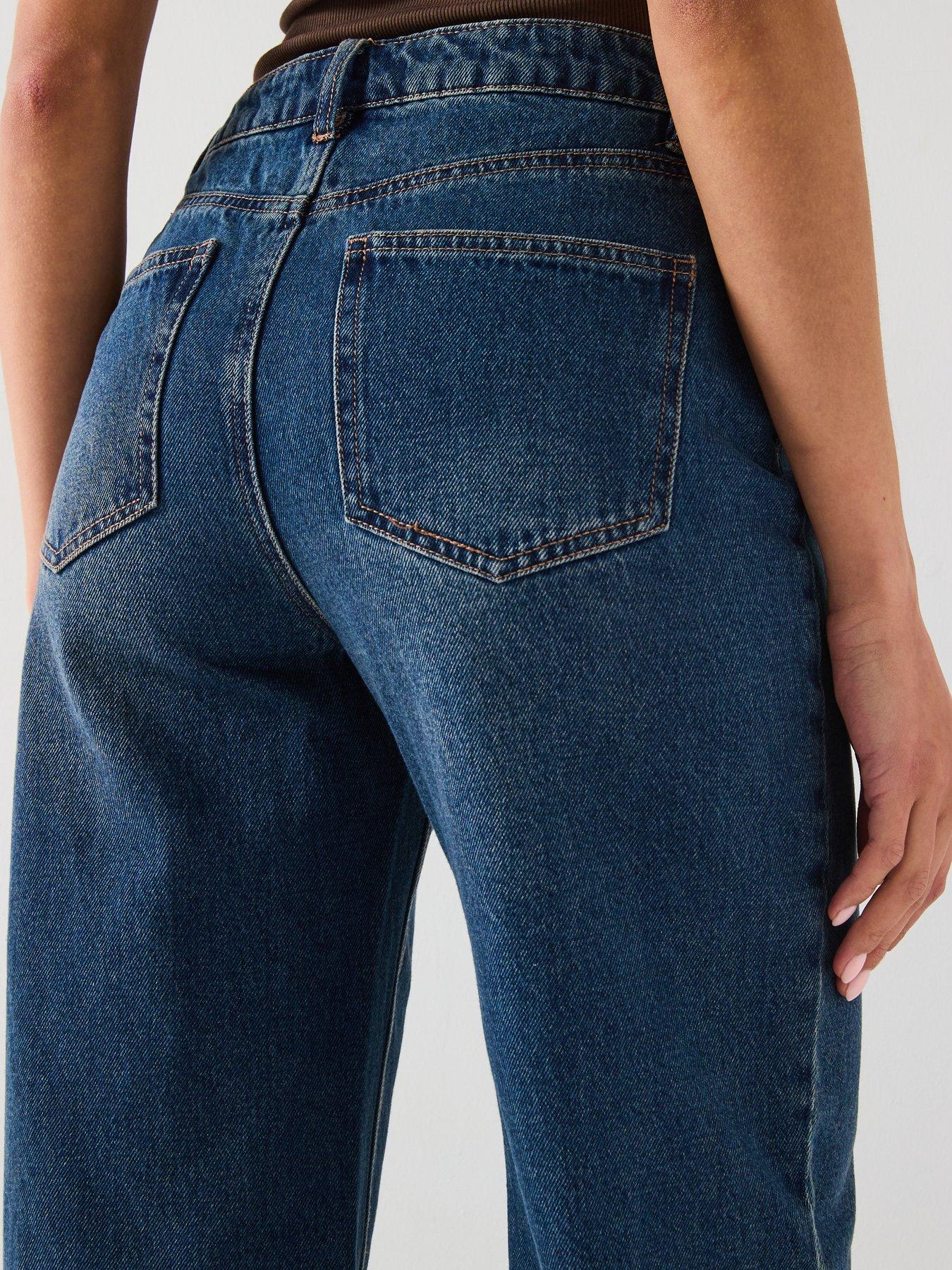 Image 5 of 6 of The Very Collection Stud Trim Wide Leg Jeans - Dark Wash