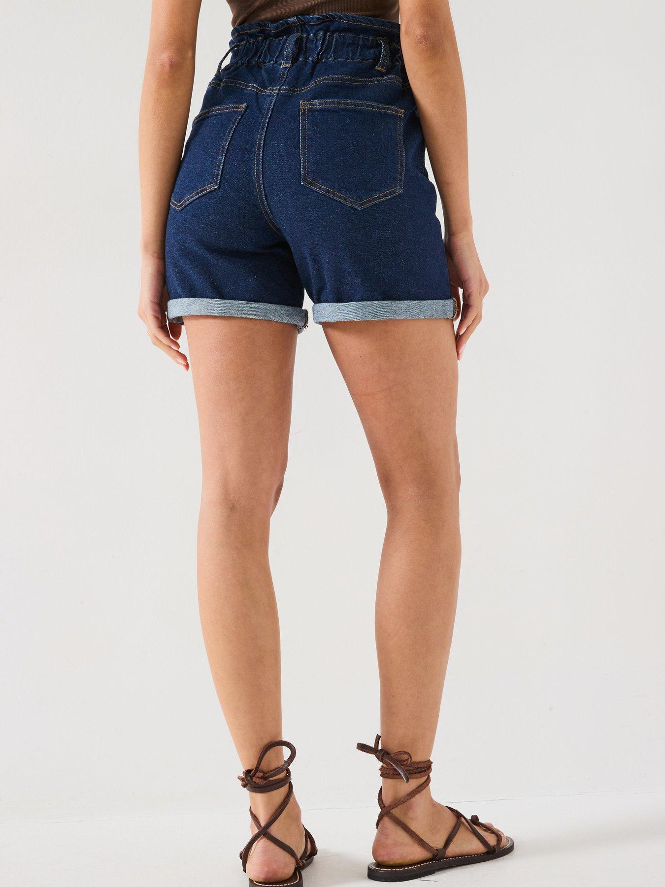 Image 2 of 6 of V by Very Paper bag Denim Shorts - Dark Wash