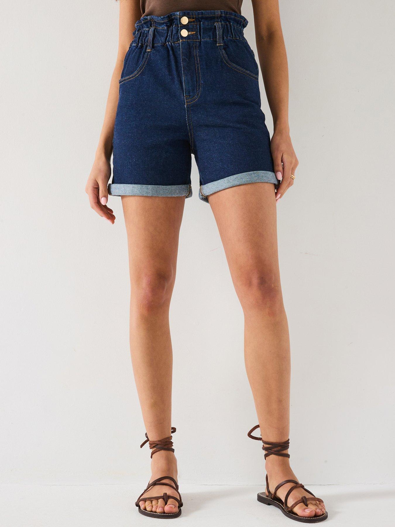 Image 3 of 6 of V by Very Paper bag Denim Shorts - Dark Wash