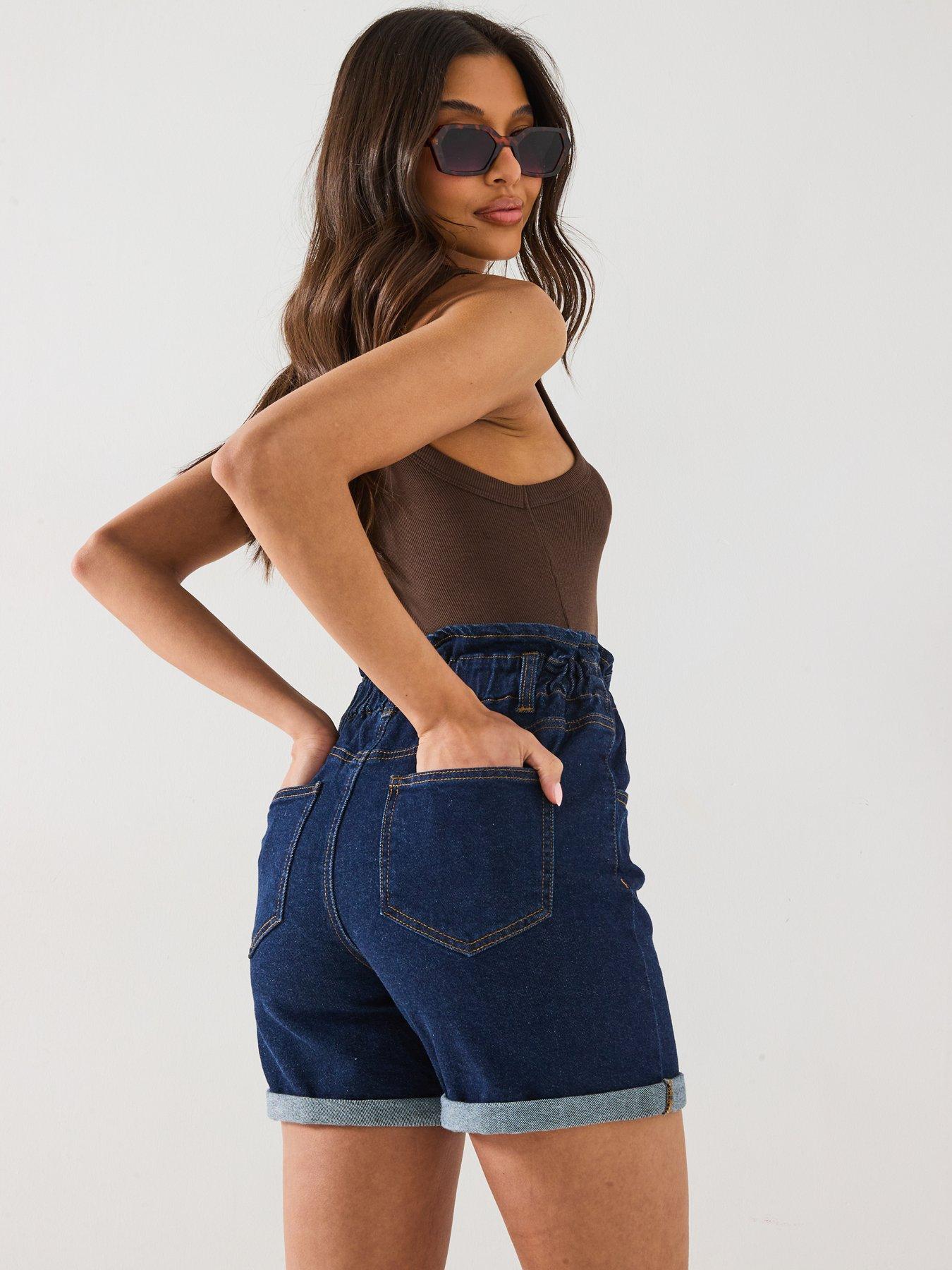 Image 5 of 6 of V by Very Paper bag Denim Shorts - Dark Wash