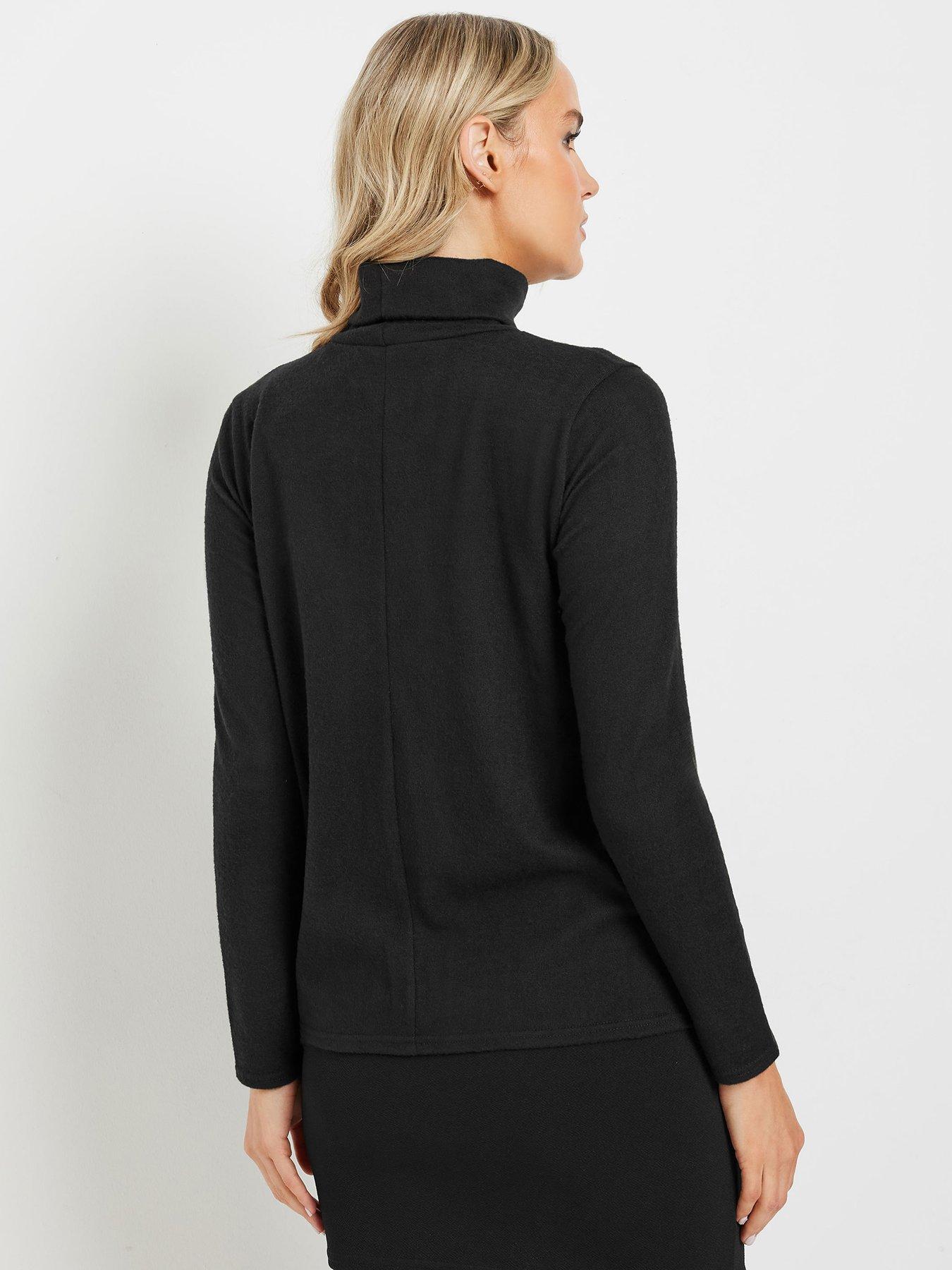 Image 2 of 4 of Long Tall Sally Roll Neck Soft Touch Top - Black