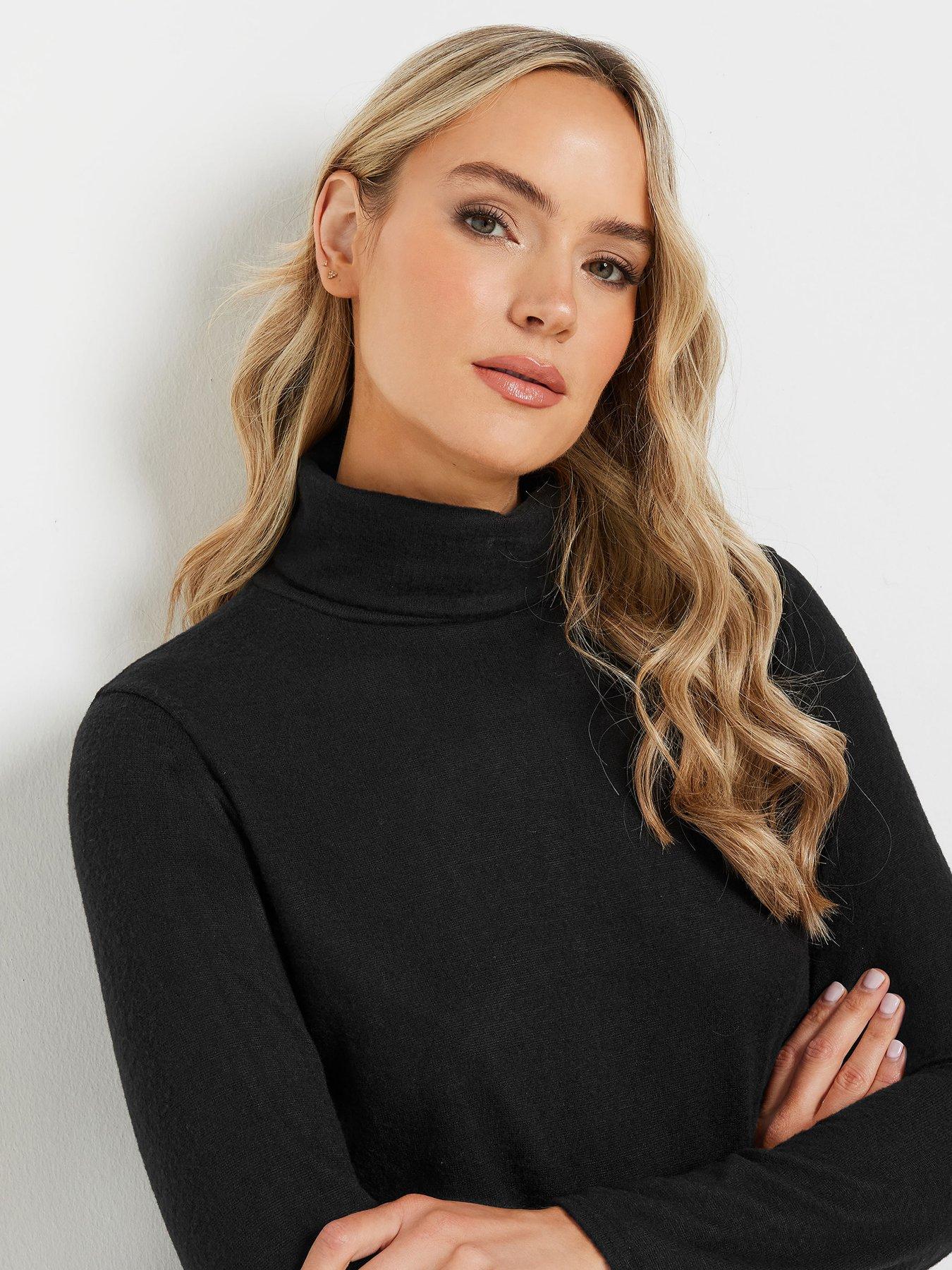 Image 4 of 4 of Long Tall Sally Roll Neck Soft Touch Top - Black