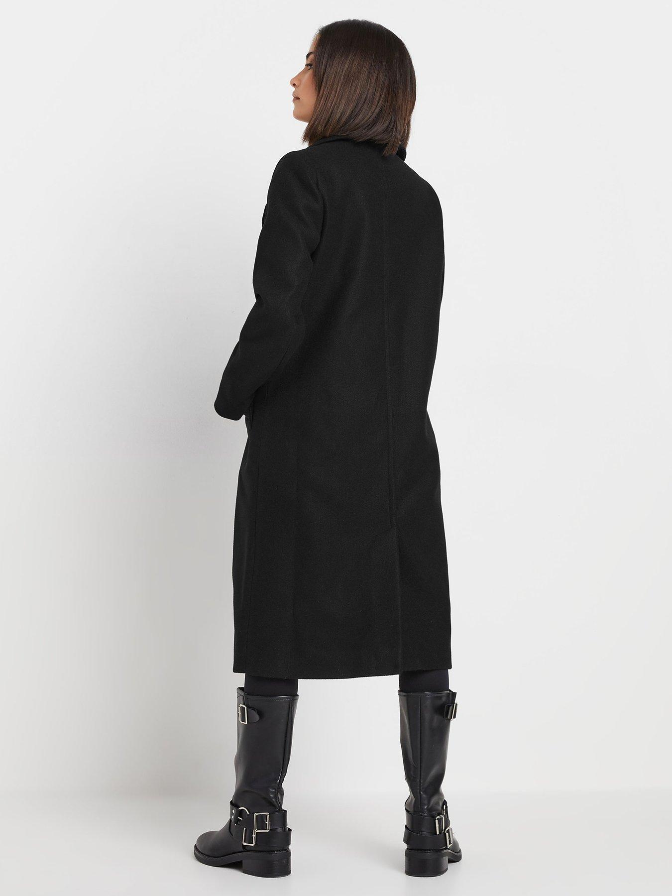 Image 2 of 4 of PixieGirl Petite Button City Coat - Black
