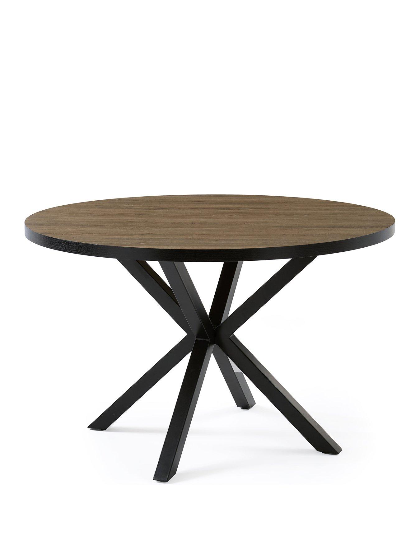 Image 3 of 7 of Very Home Oslo 120&nbsp;cm Round Oak/Black&nbsp;Dining Table + 4 Alisha Cream&nbsp;Boucle Dining Chairs