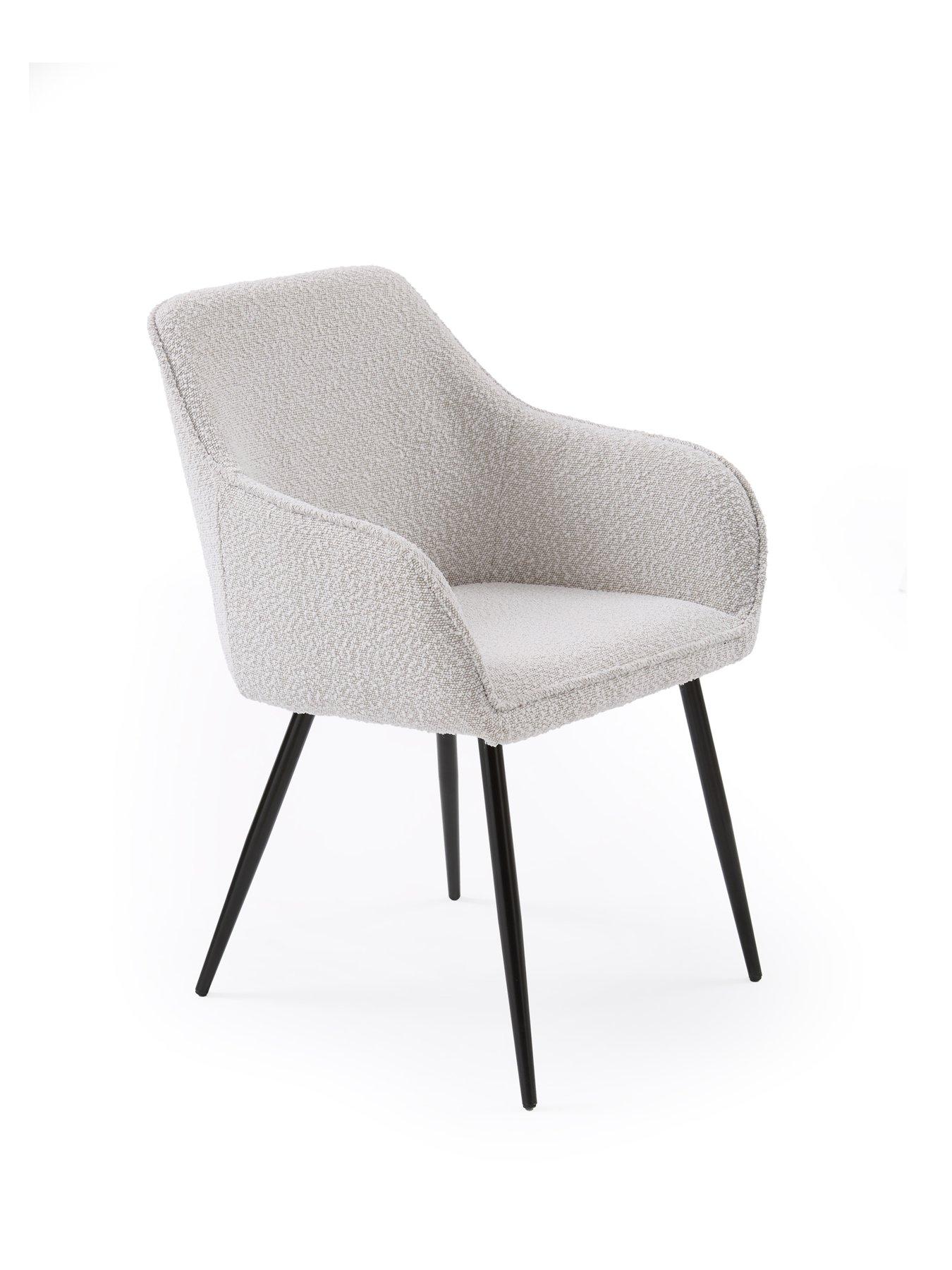 Image 4 of 7 of Very Home Oslo 120&nbsp;cm Round Oak/Black&nbsp;Dining Table + 4 Alisha Cream&nbsp;Boucle Dining Chairs