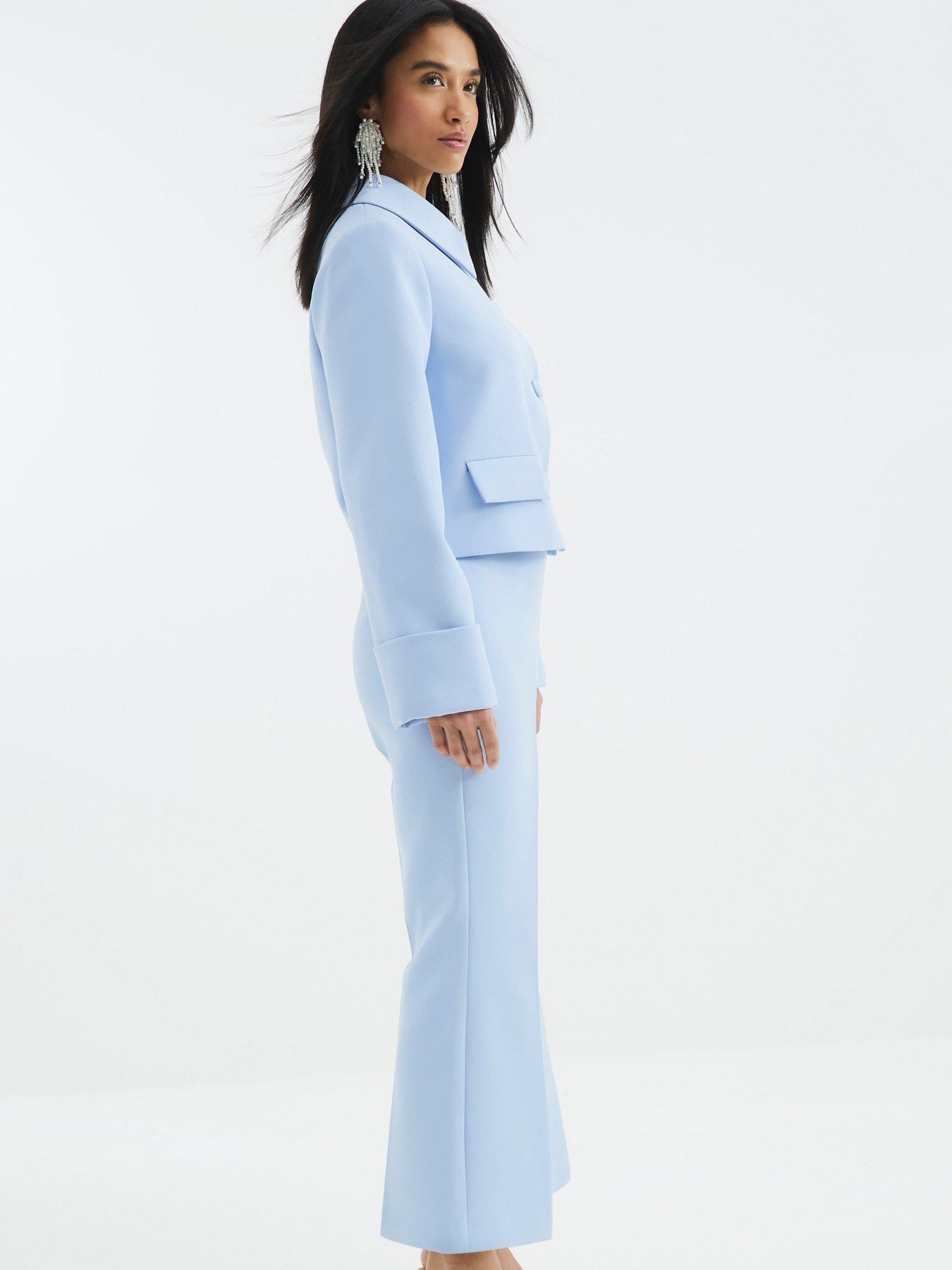 Image 2 of 4 of River Island Crop Flare Trouser - Blue
