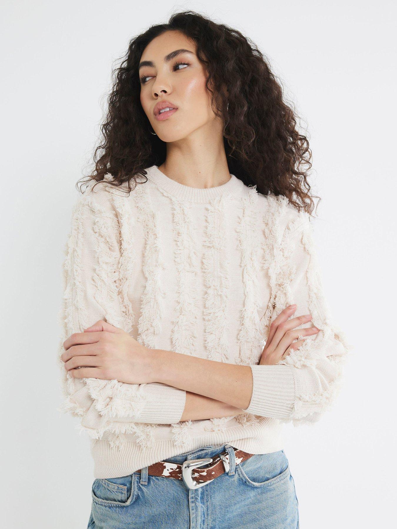 undefined Fringe Jumper - Beige