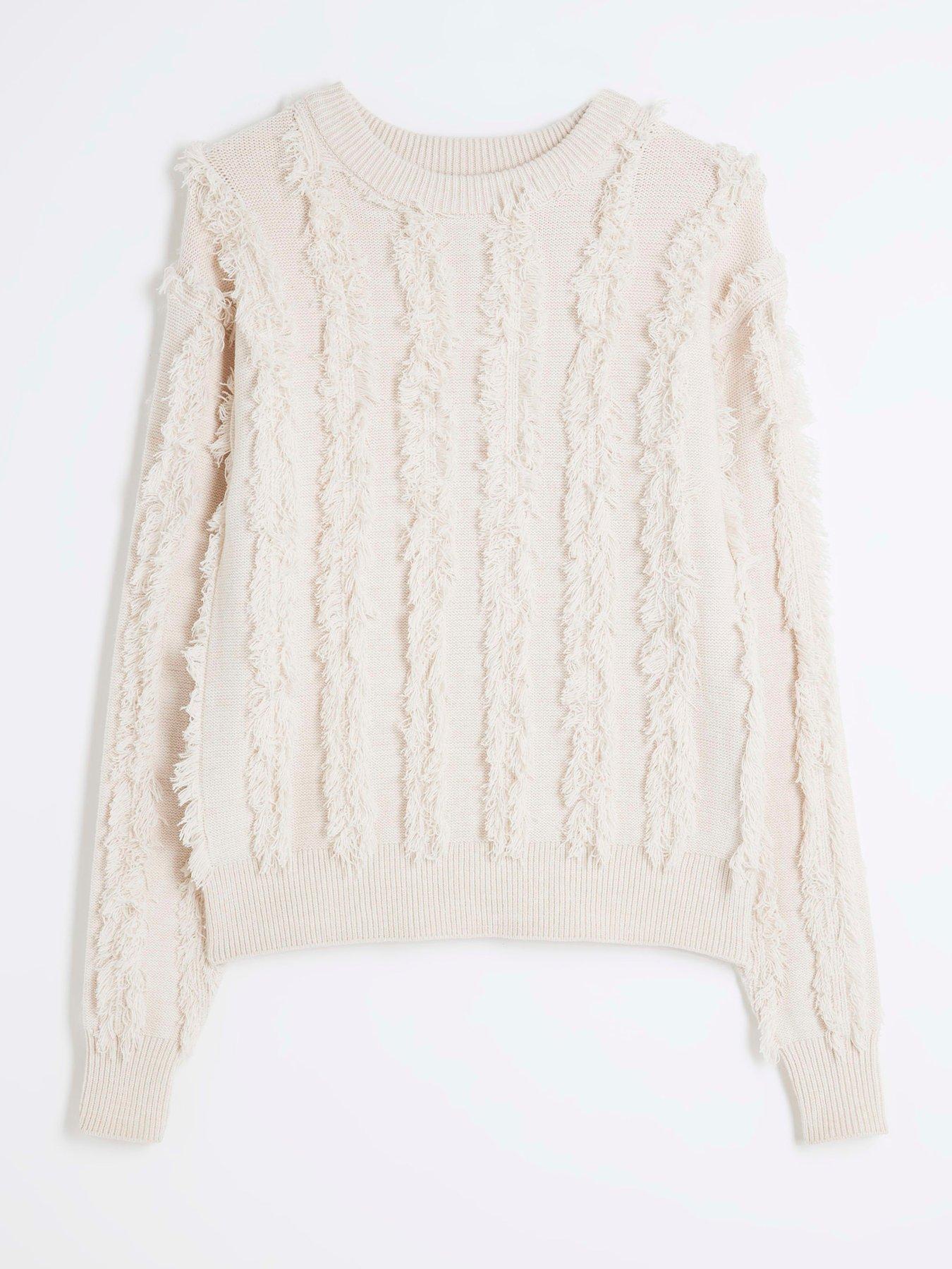Image 4 of 5 of River Island Fringe Jumper - Beige