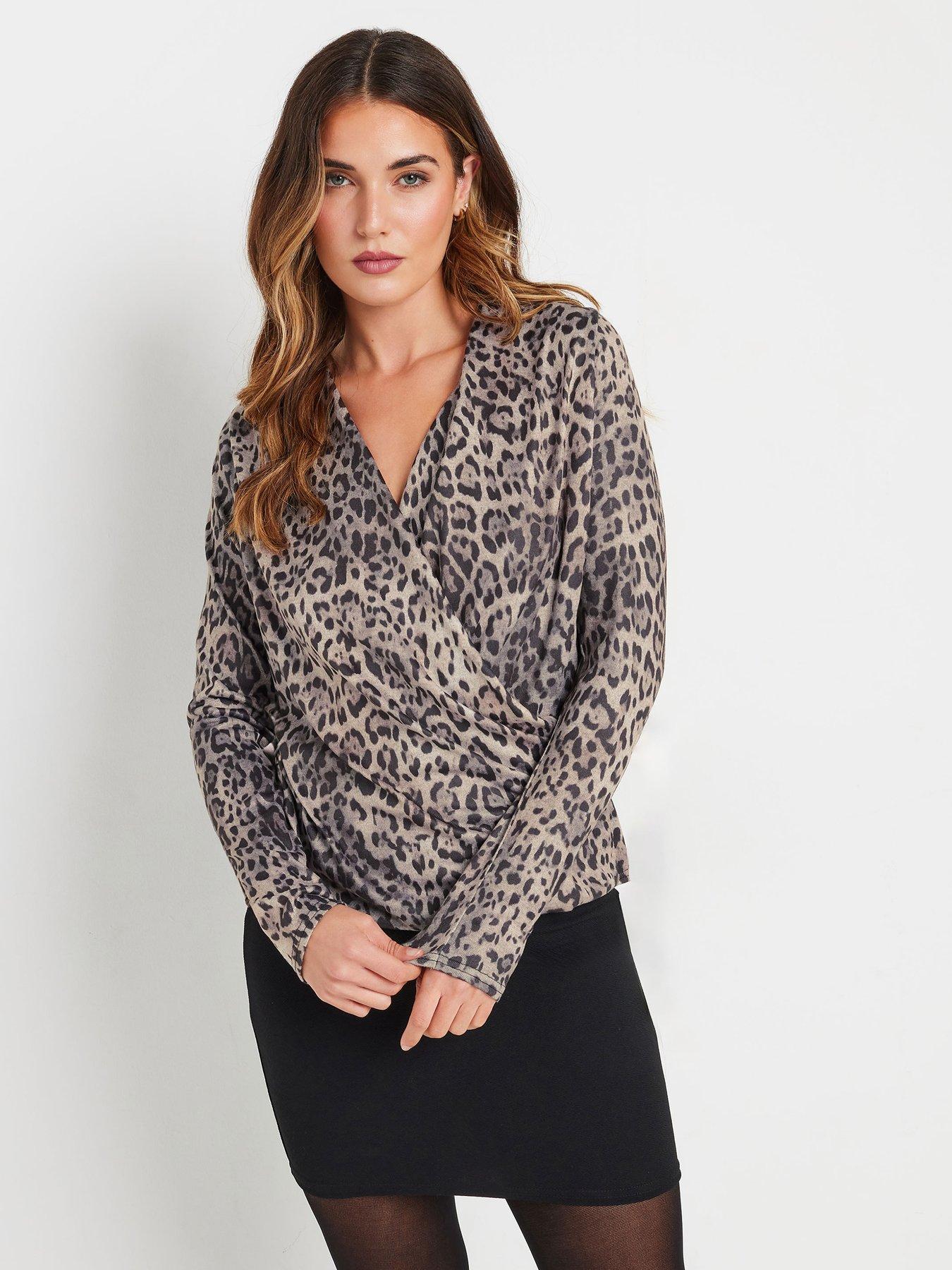 undefined Animal Wrap Print Soft Touch Top - Natural