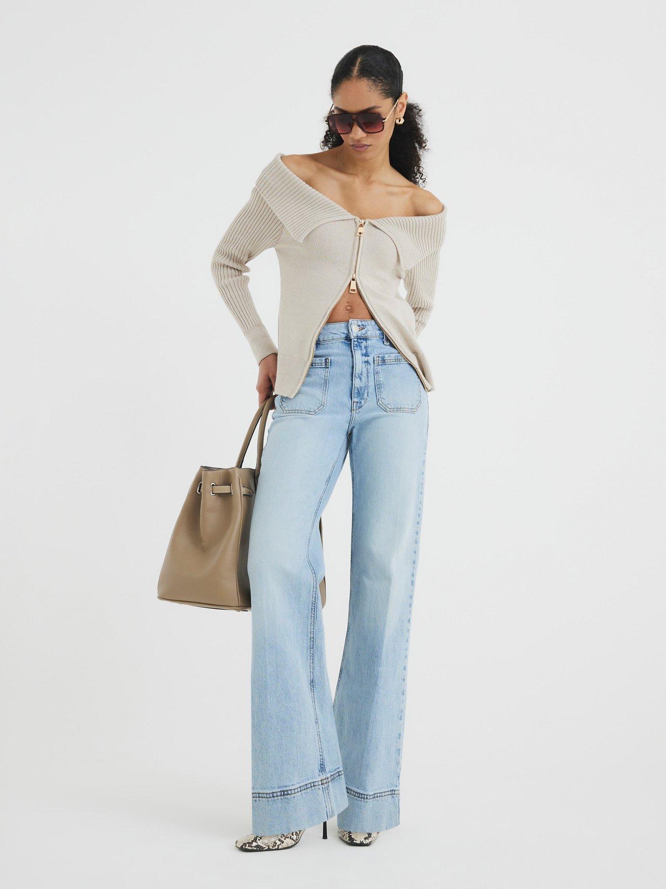 Image 1 of 5 of River Island High Rise Leg Jeans - Blue
