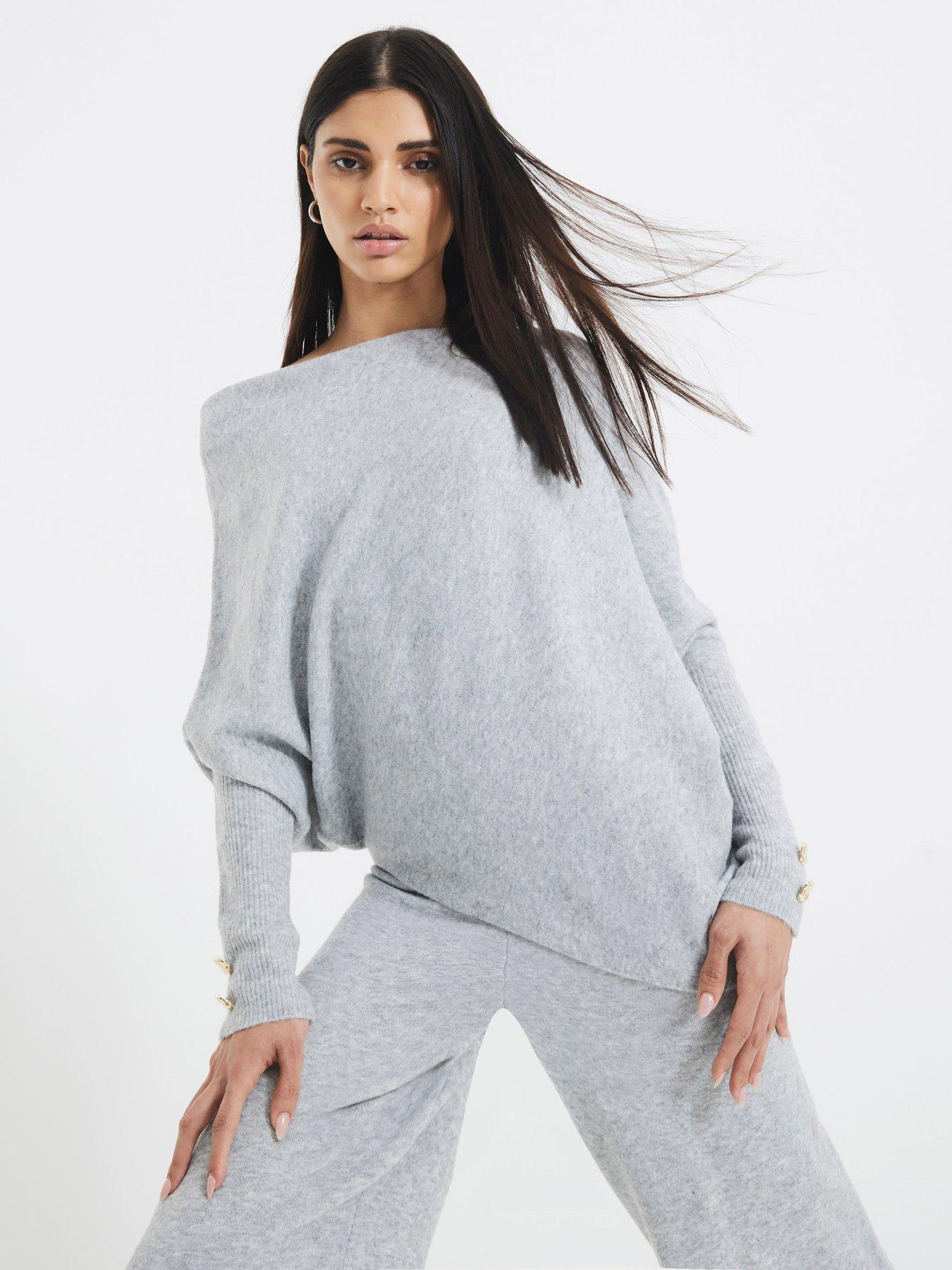 undefined Off The Shoulder Jumper - Grey