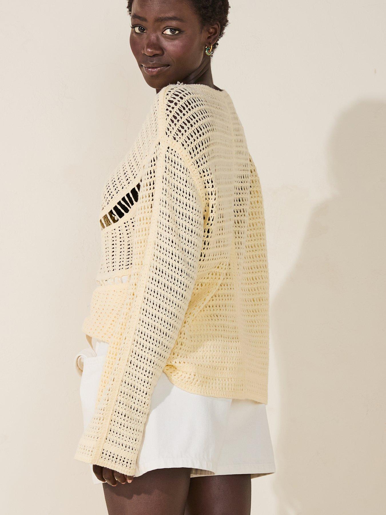 Image 5 of 6 of V by Very Swirl Crochet Long Sleeve Top - Yellow