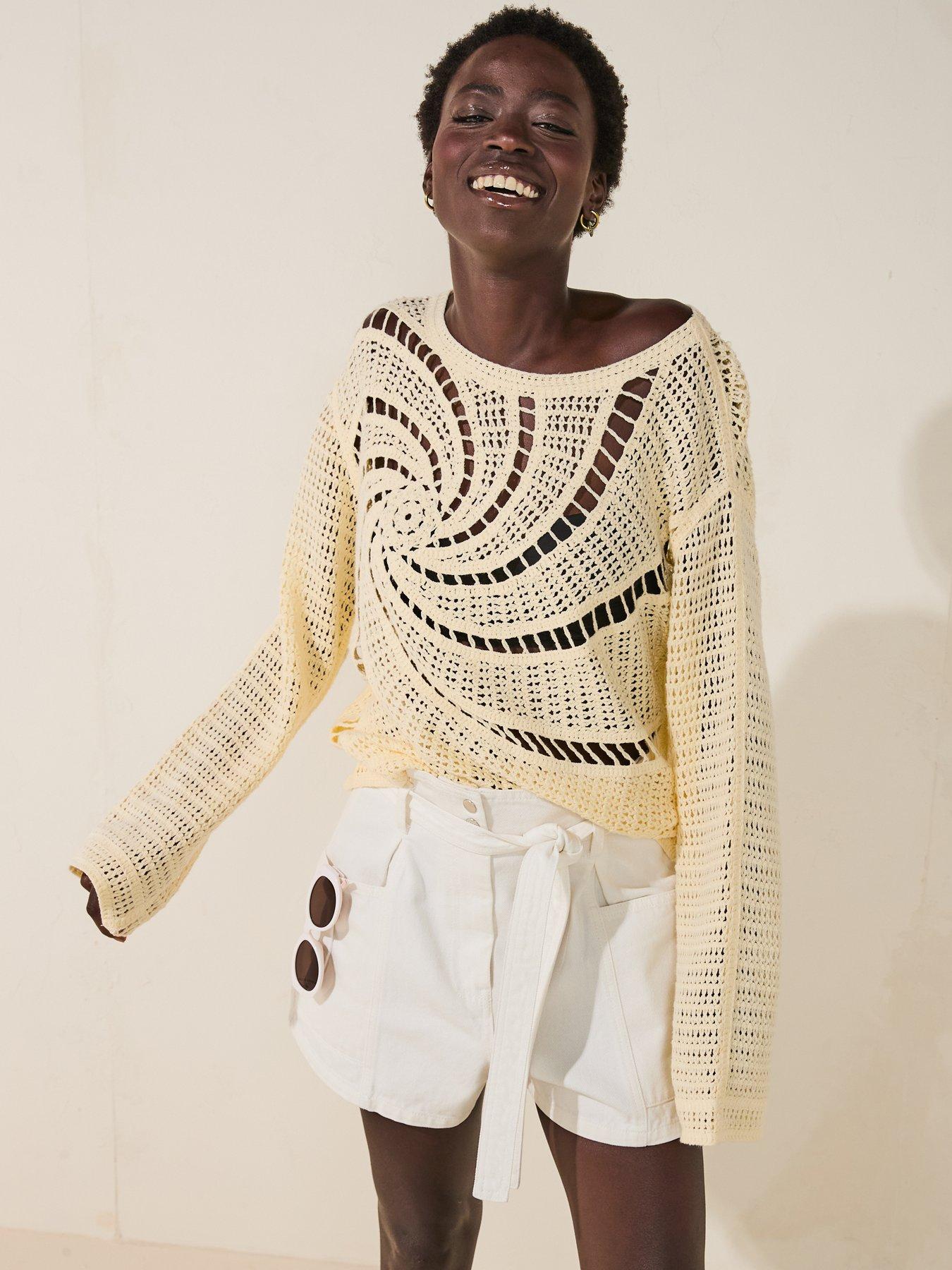 Image 6 of 6 of V by Very Swirl Crochet Long Sleeve Top - Yellow