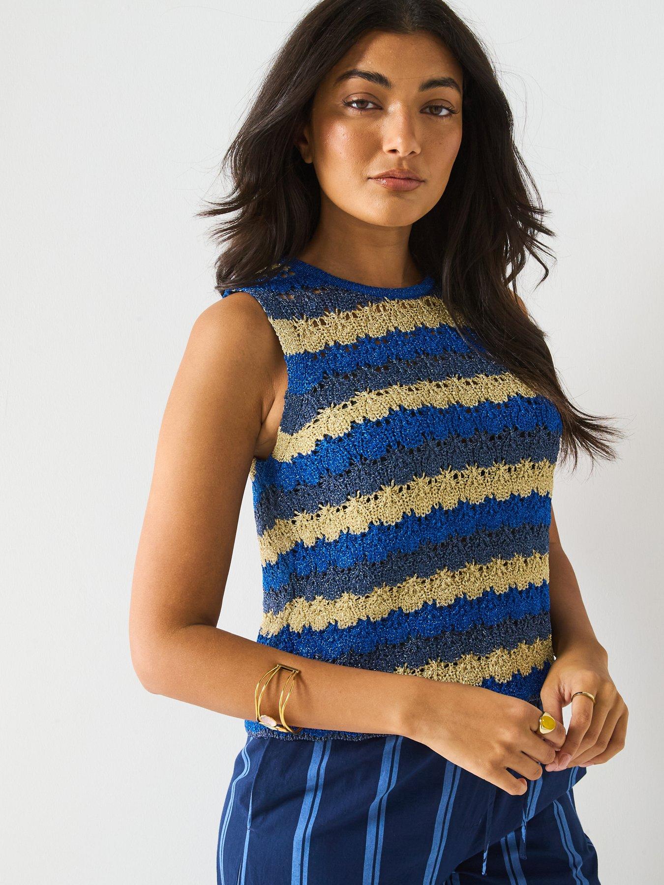 undefined Racer Neck Crochet Top - Multi