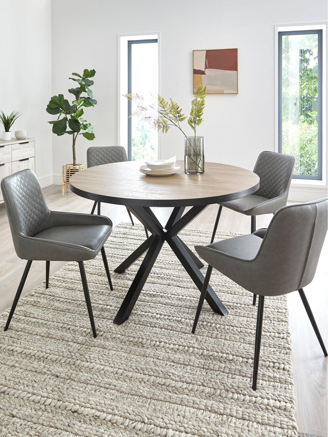 undefined Oslo 120cm Round Dining Table & 4 Sorena Grey Chairs
