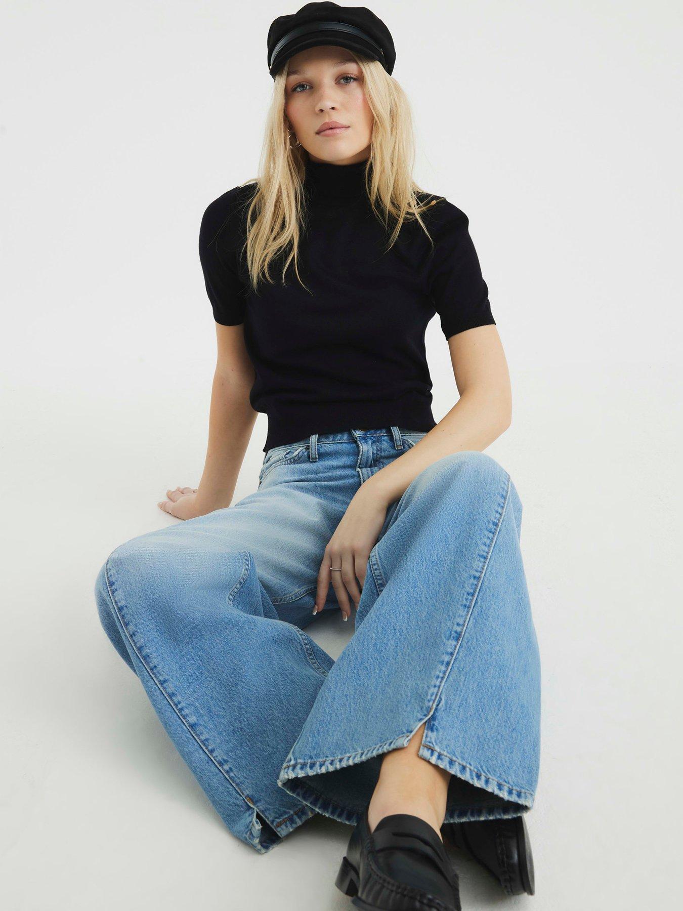 Image 3 of 4 of River Island Baggy Wide Leg Jean - Light Denim