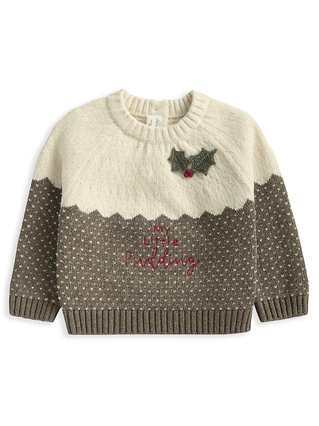 Mamas & Papas Baby Unisex My Little Pudding Christmas Jumper - Brown
