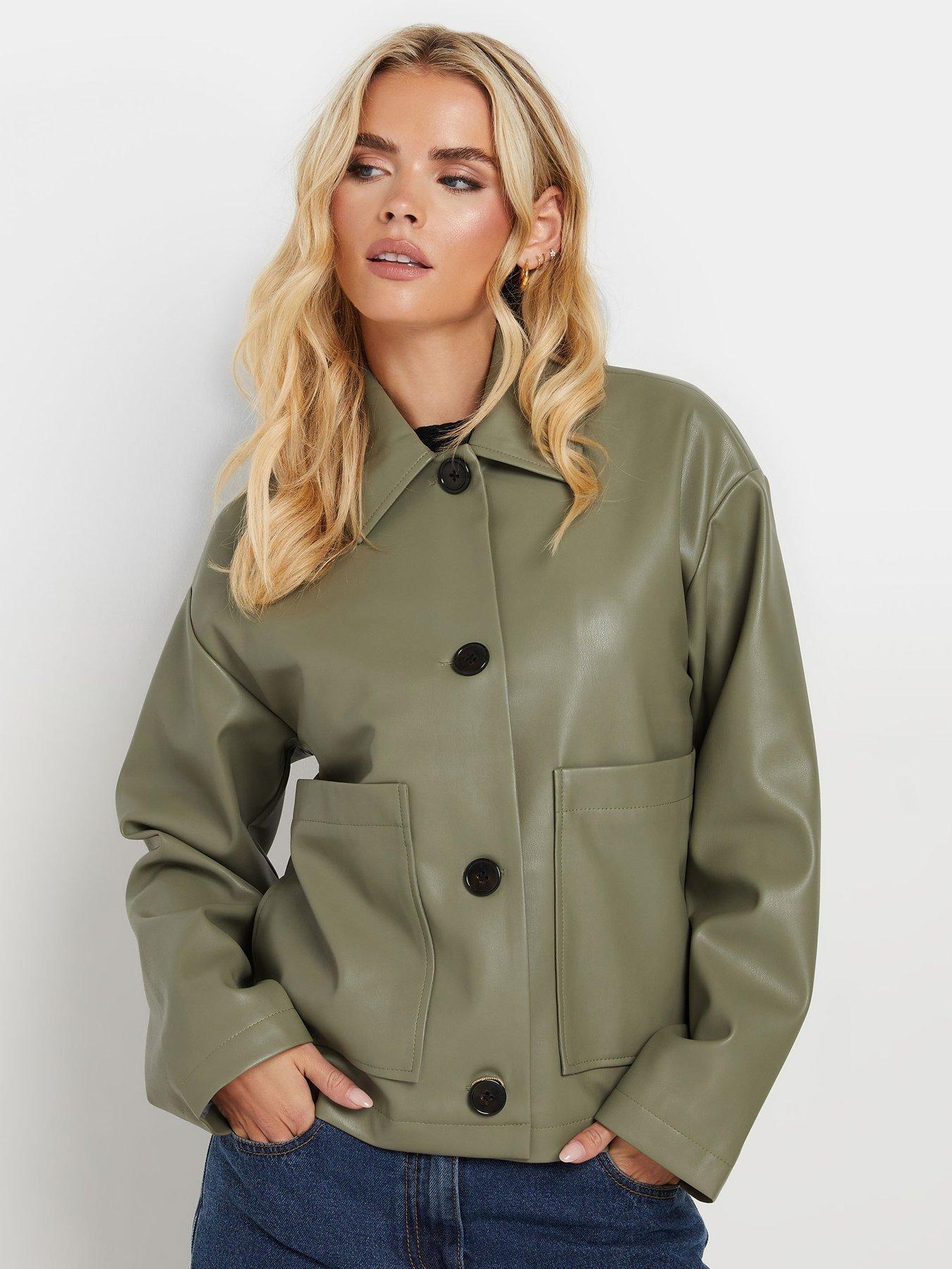 Image 1 of 4 of PixieGirl Petite Pu Jacket - Green