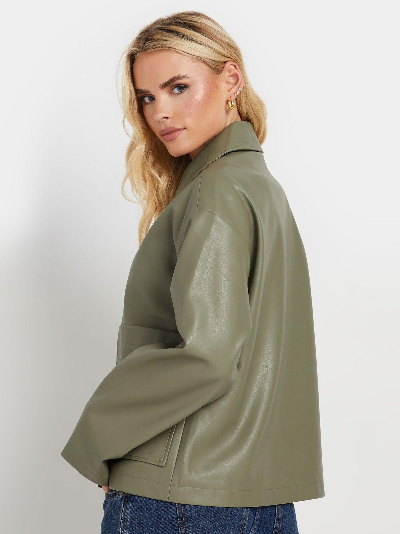 Image 2 of 4 of PixieGirl Petite Pu Jacket - Green