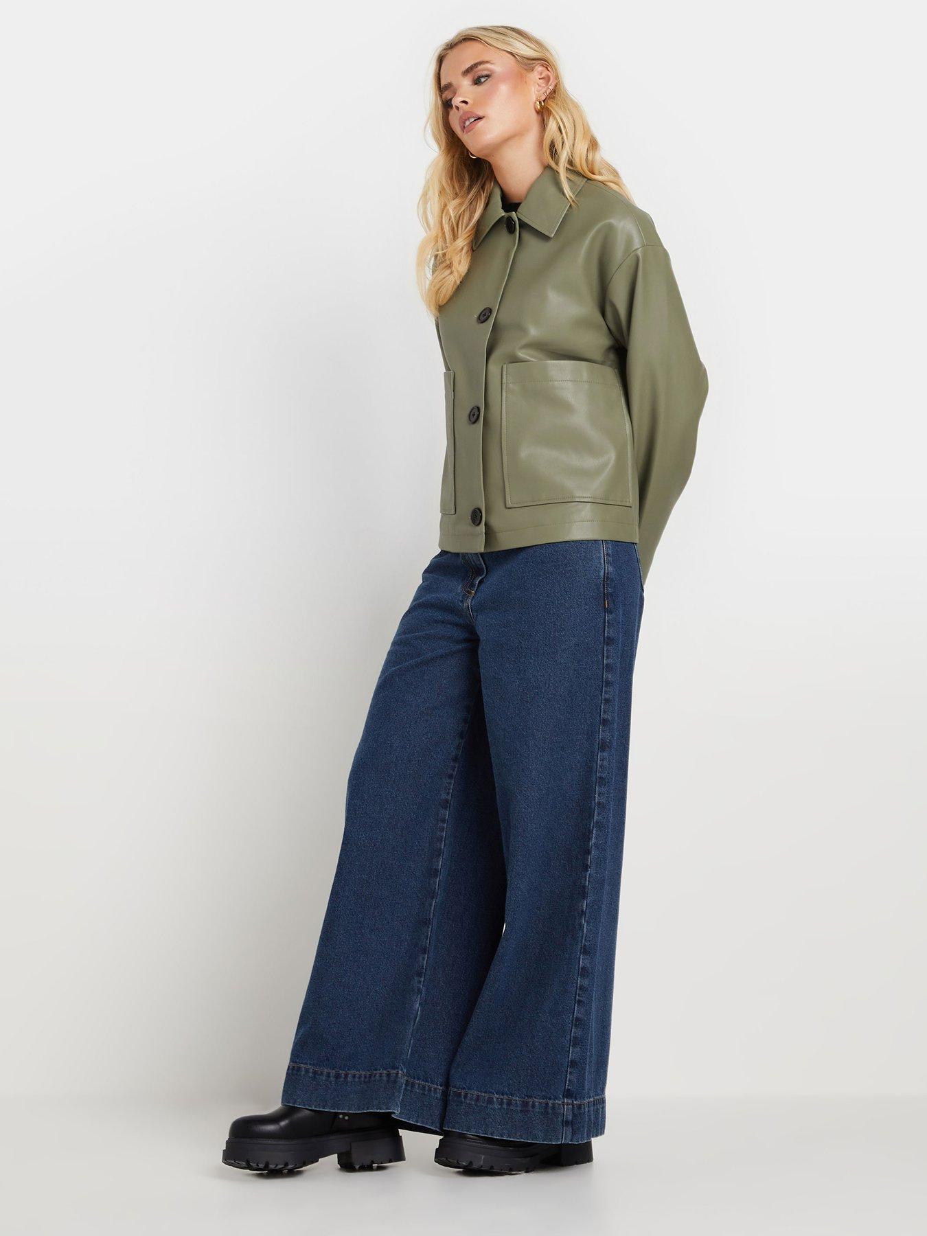 Image 3 of 4 of PixieGirl Petite Pu Jacket - Green