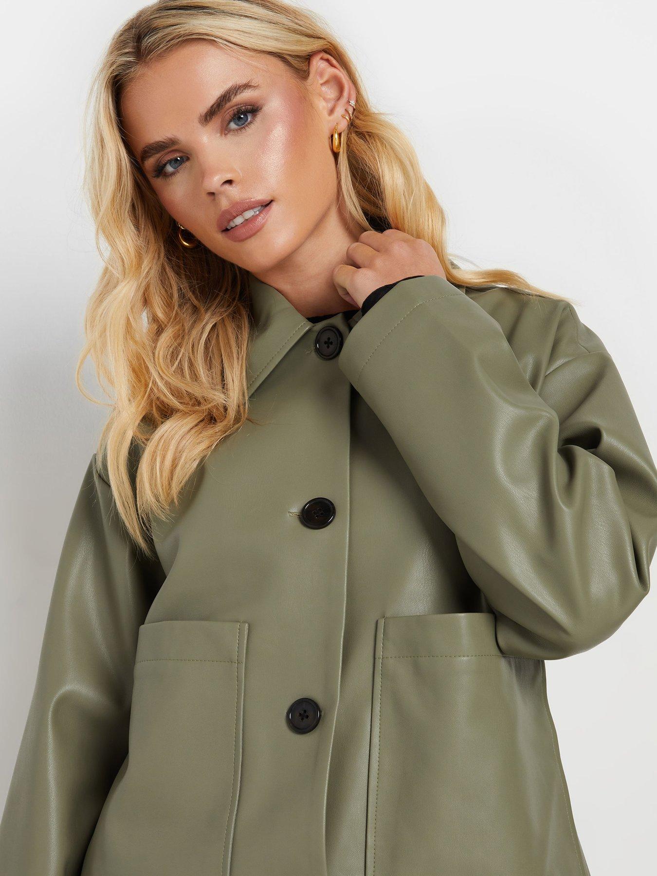 Image 4 of 4 of PixieGirl Petite Pu Jacket - Green