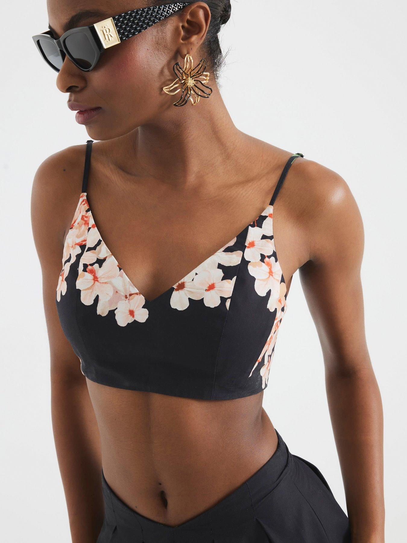 undefined Floral Printed Bralette - Black