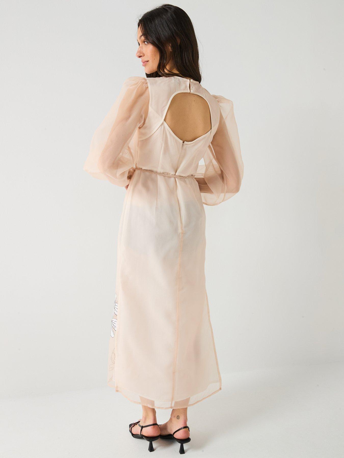 Image 2 of 6 of River Island Floral Applique Dress - Pink