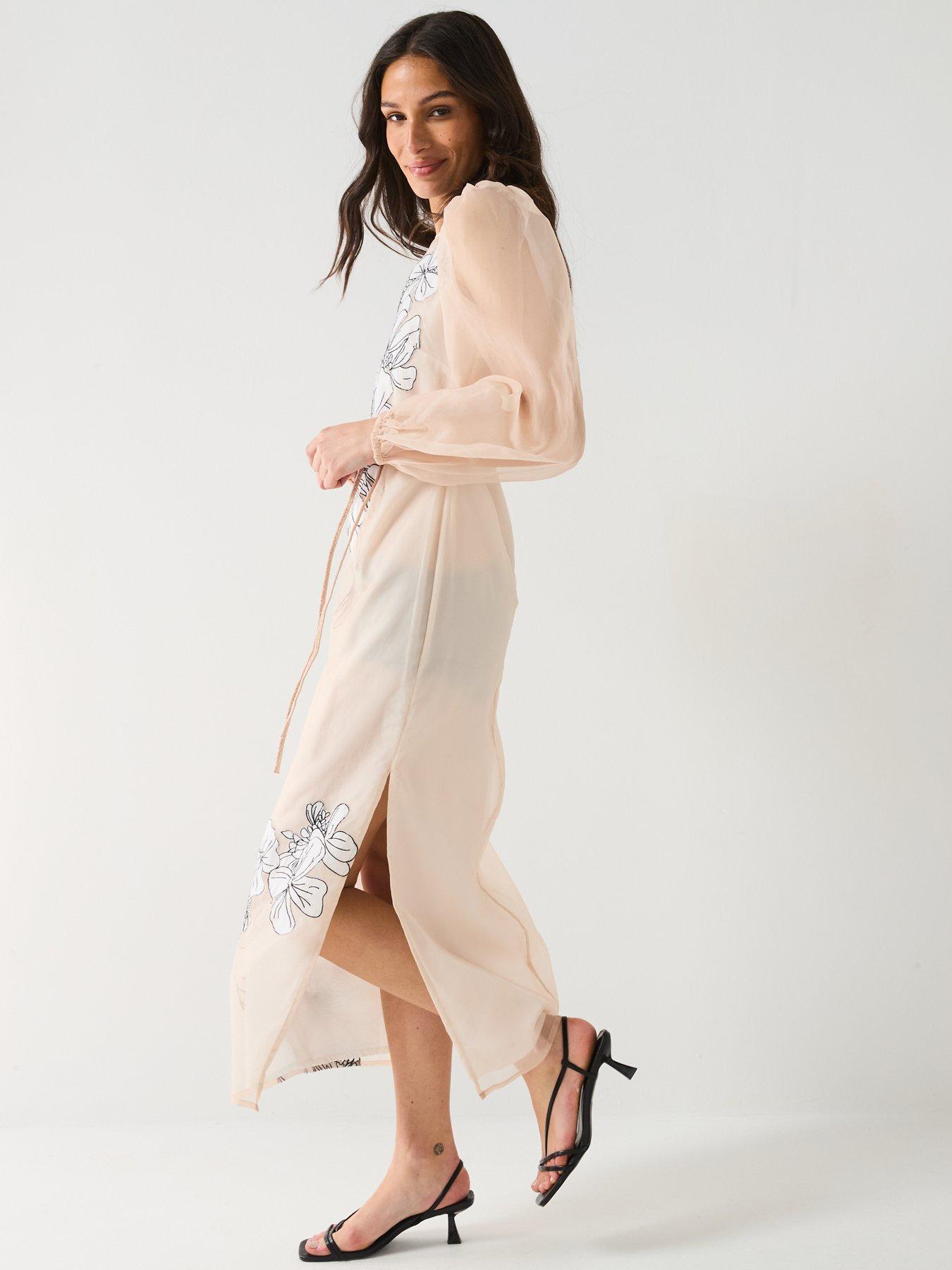 Image 3 of 6 of River Island Floral Applique Dress - Pink