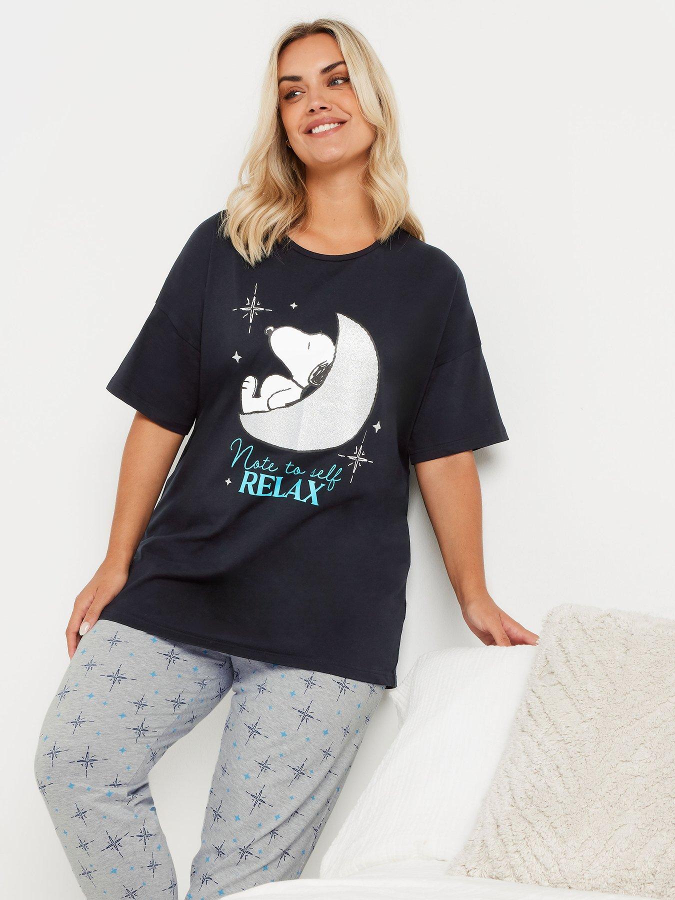 Image 3 of 4 of Yours Curve Relax Snoopy Pj Set - Blue