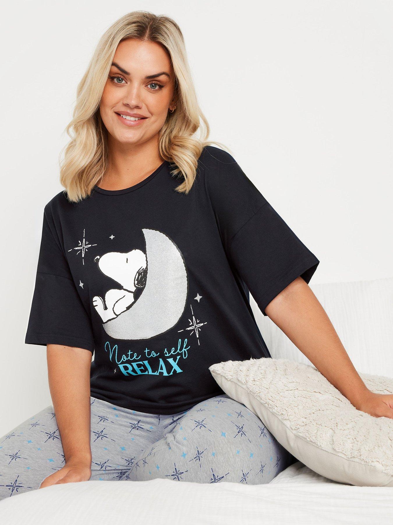 Image 4 of 4 of Yours Curve Relax Snoopy Pj Set - Blue