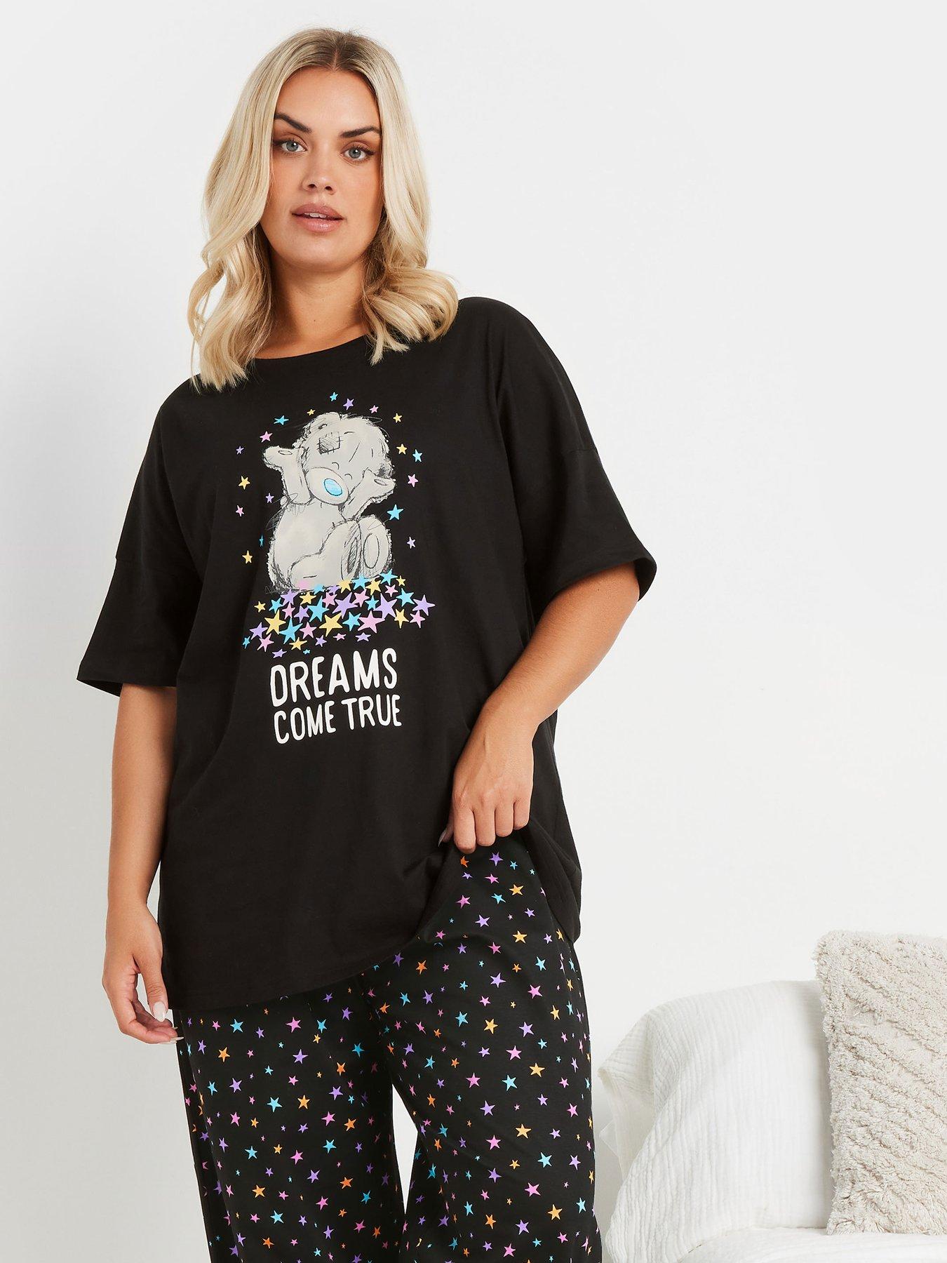 Image 3 of 4 of Yours Curve Dreams Tatty Teddy Pj Set - Black