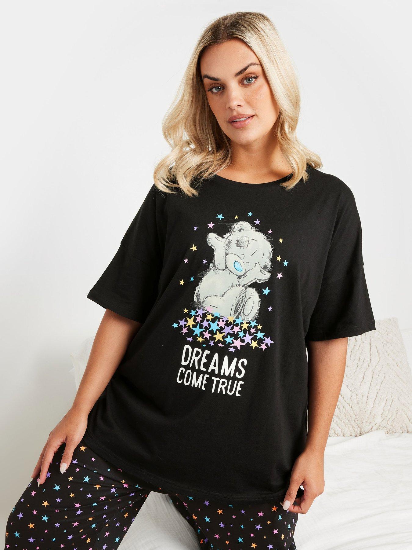 Image 4 of 4 of Yours Curve Dreams Tatty Teddy Pj Set - Black