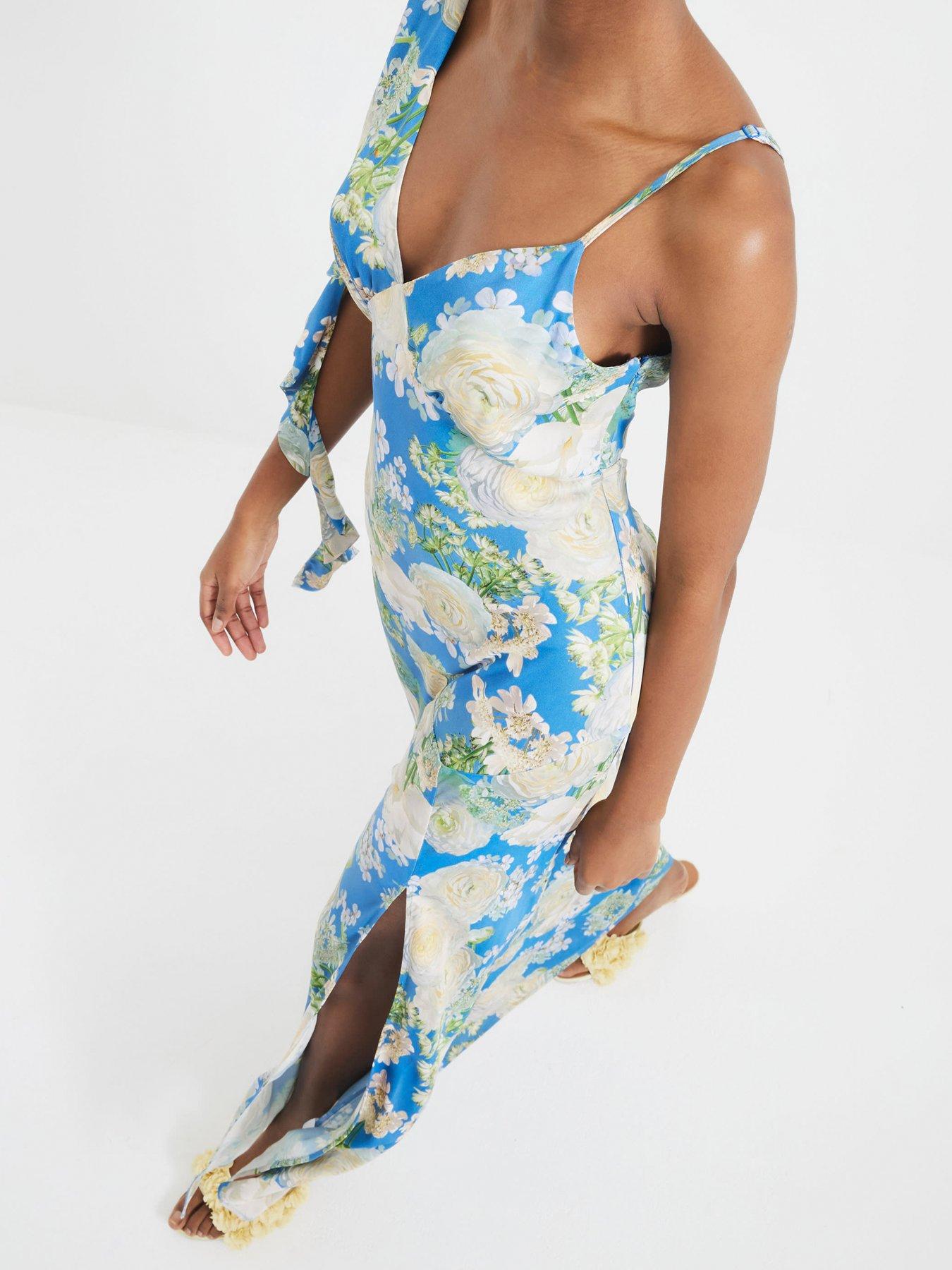 Bias Slip Dress in Sky Blue