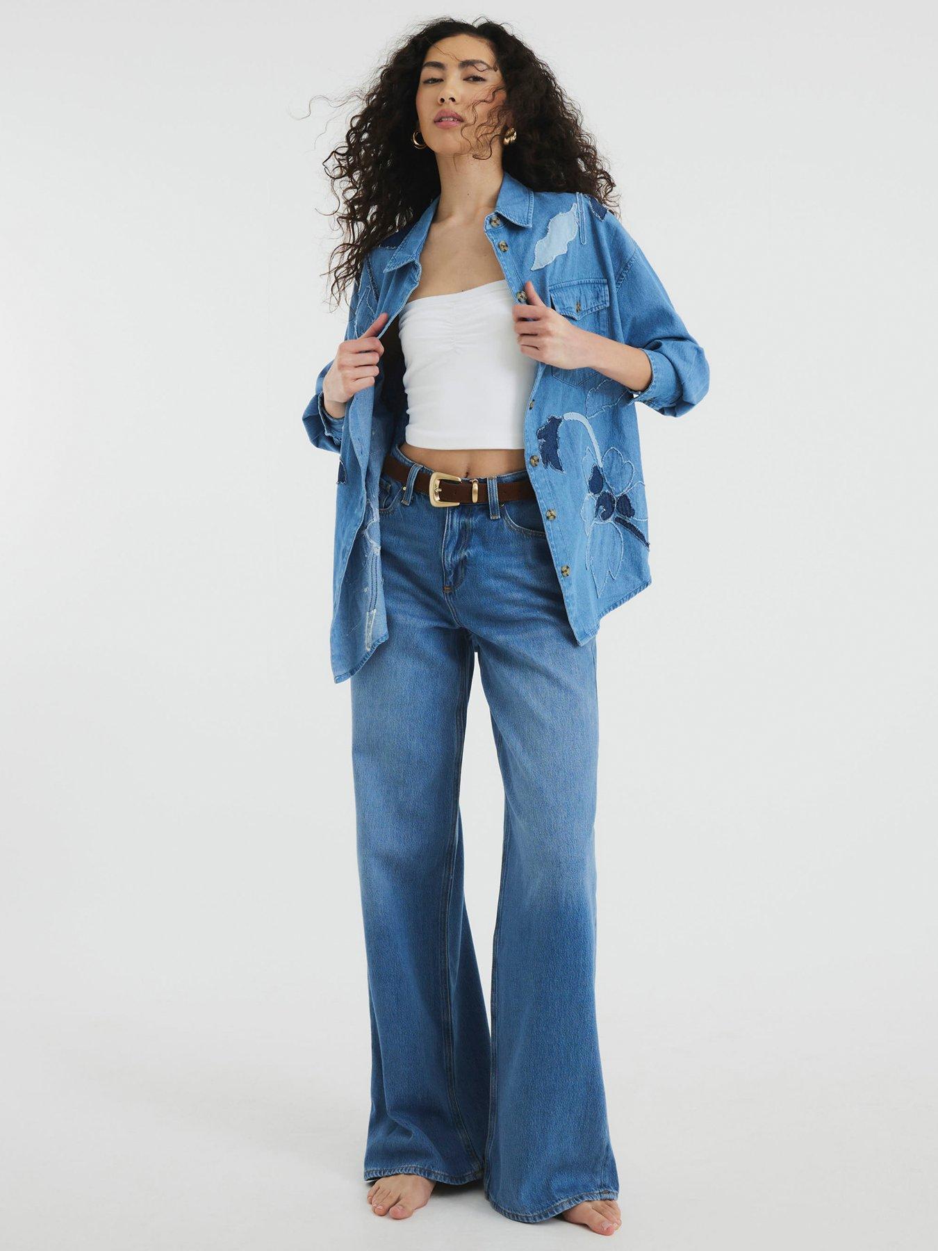 undefined Floral Denim Shirt - Blue - Blue