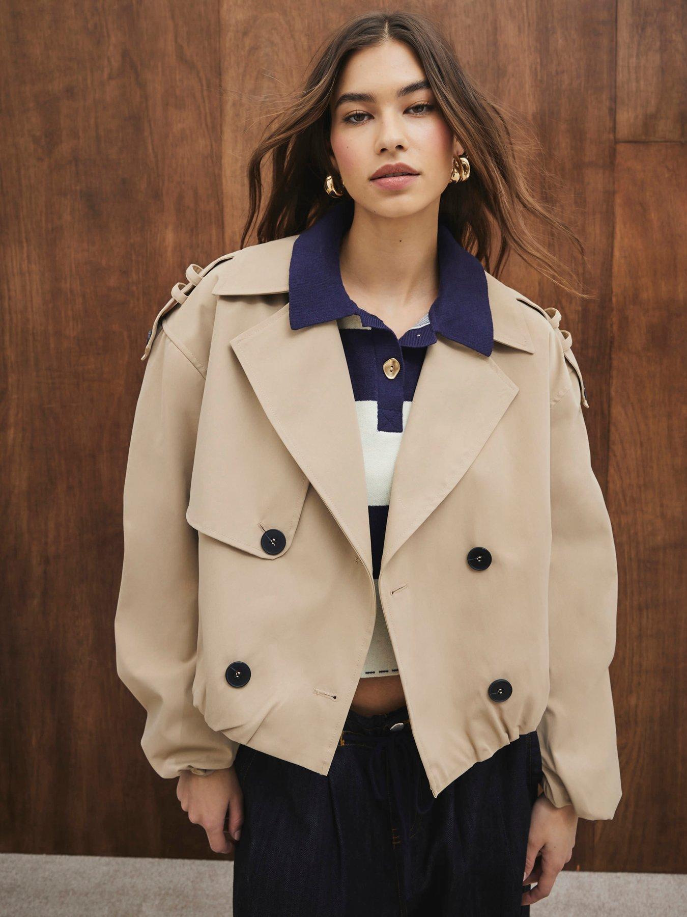 undefined Short Bubble Hem Trench - Beige