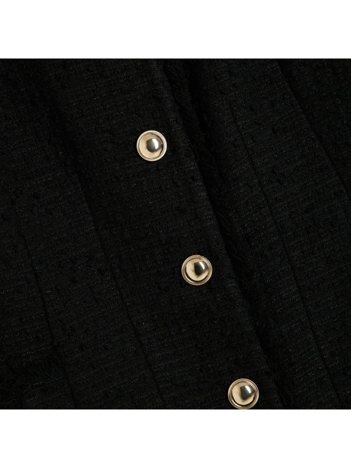 Image 5 of 5 of River Island Collarless Boucle Jacket - Black