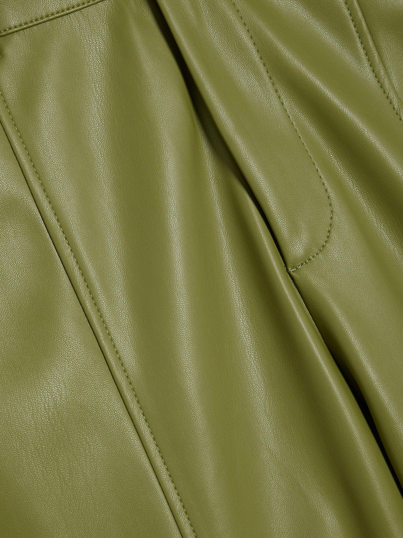 Image 5 of 6 of River Island Cuff Detail Wide Leg Trouser - Green