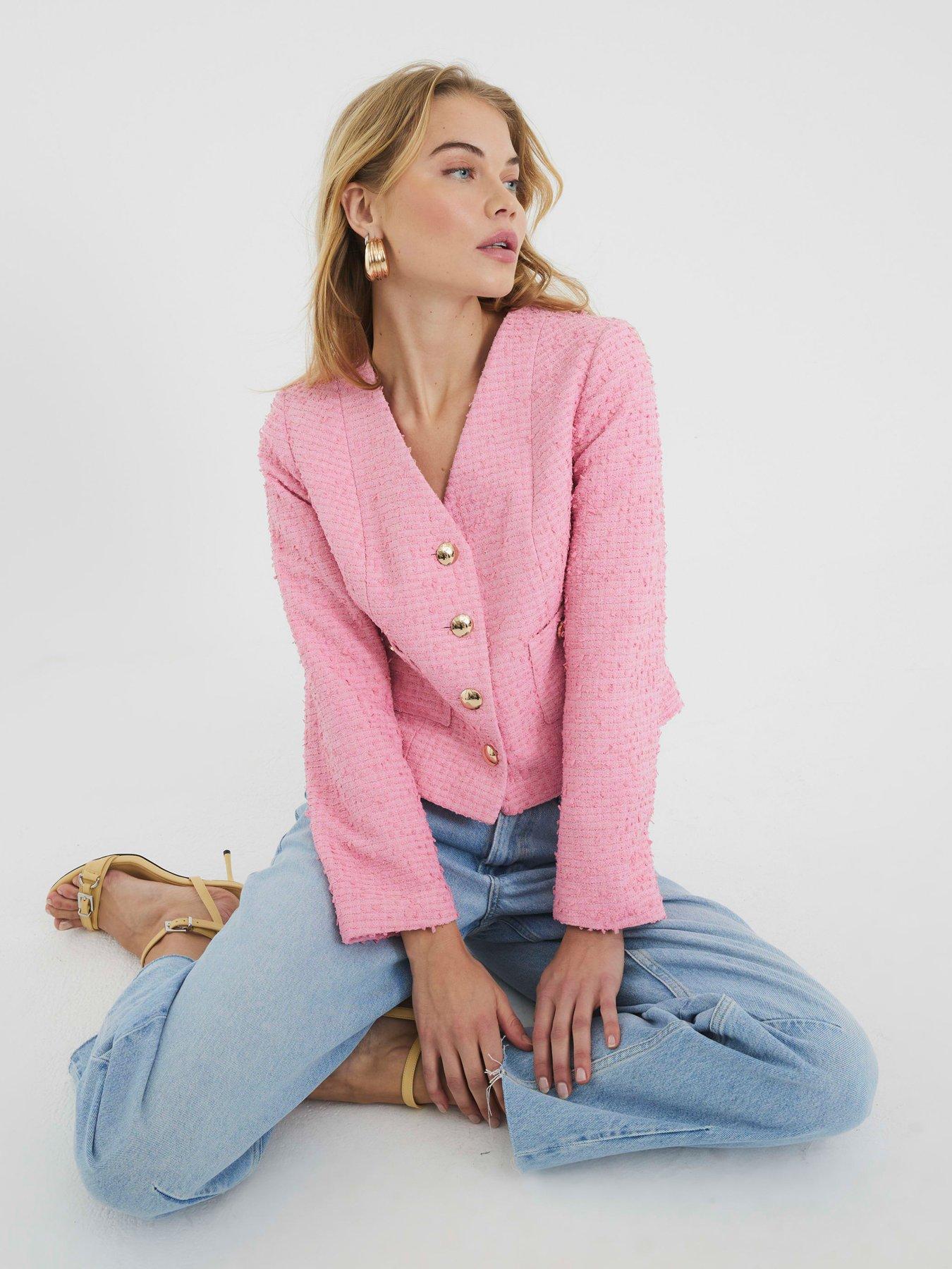 Image 2 of 6 of River Island Boucle Jacket - Pink