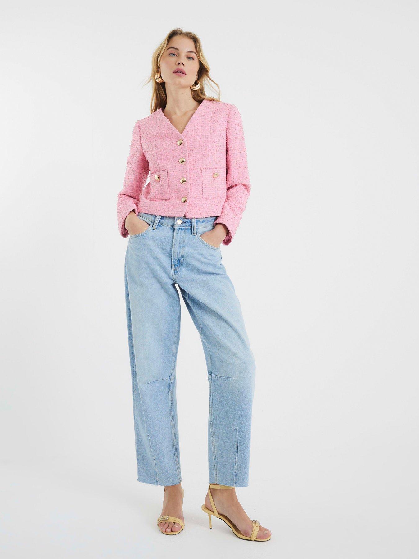 Image 3 of 6 of River Island Boucle Jacket - Pink