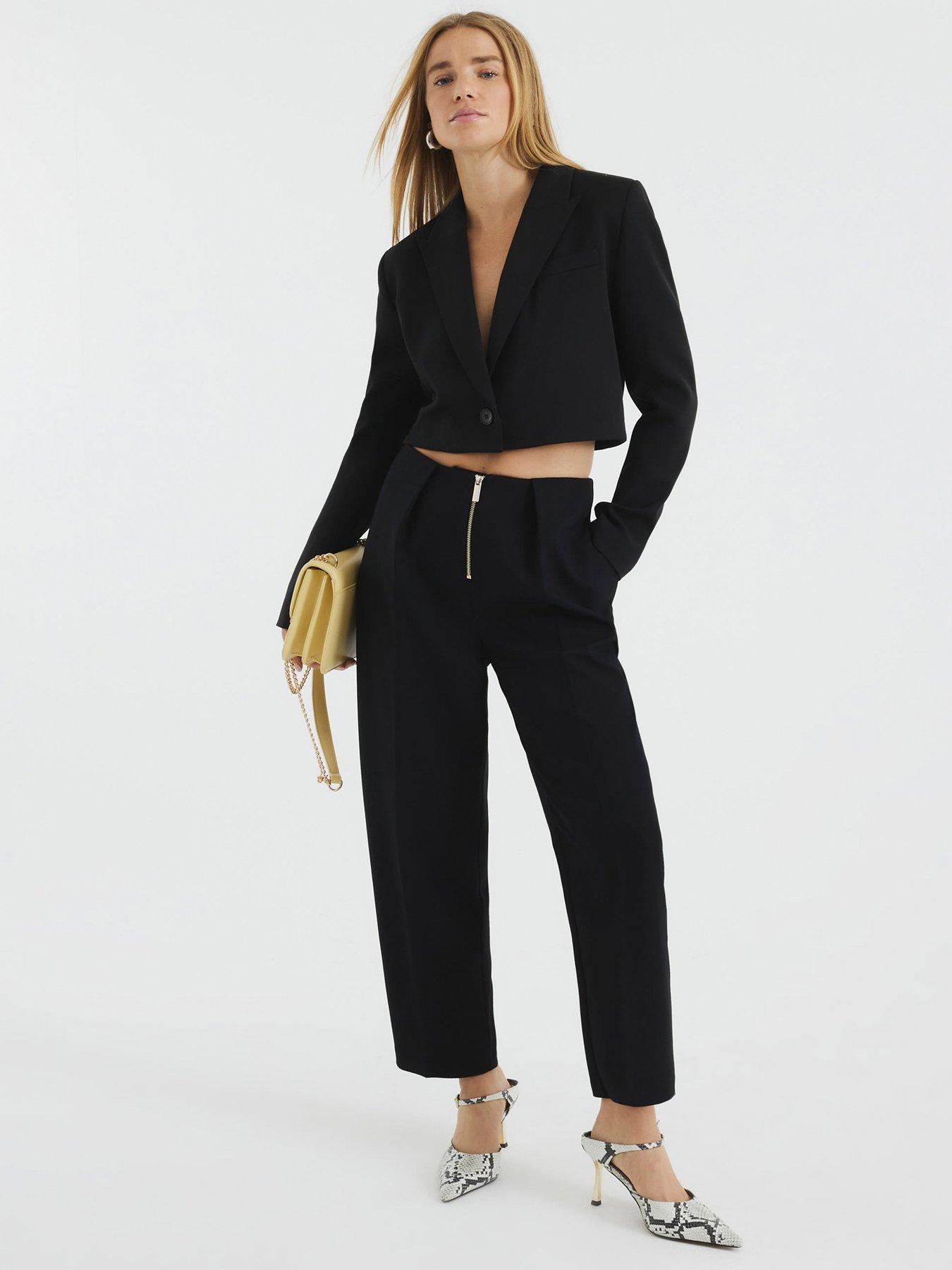 undefined Zip Front Slim Trouser - Black