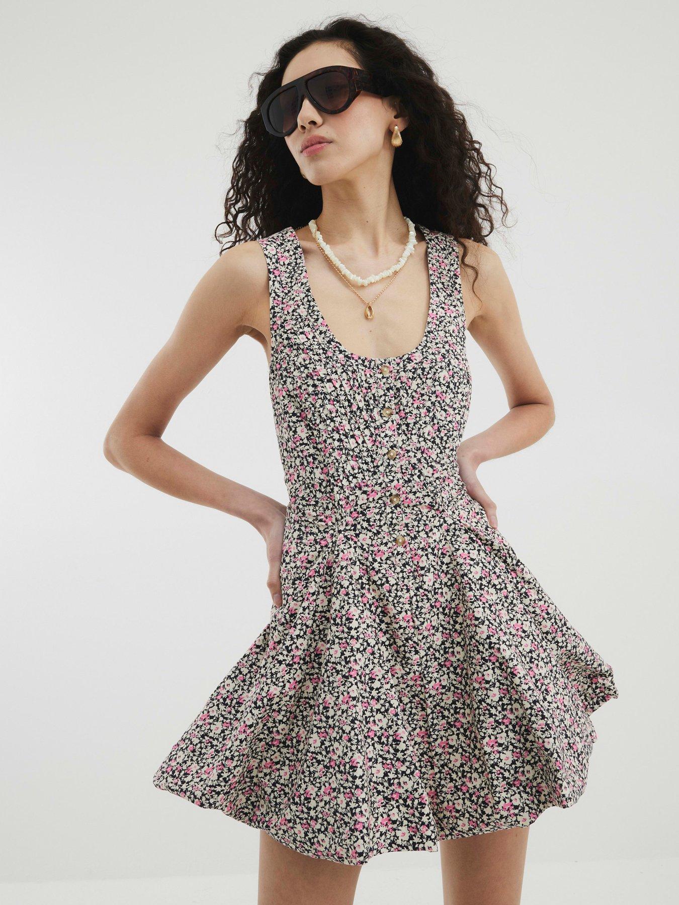 undefined Puffball Button Dress - Black