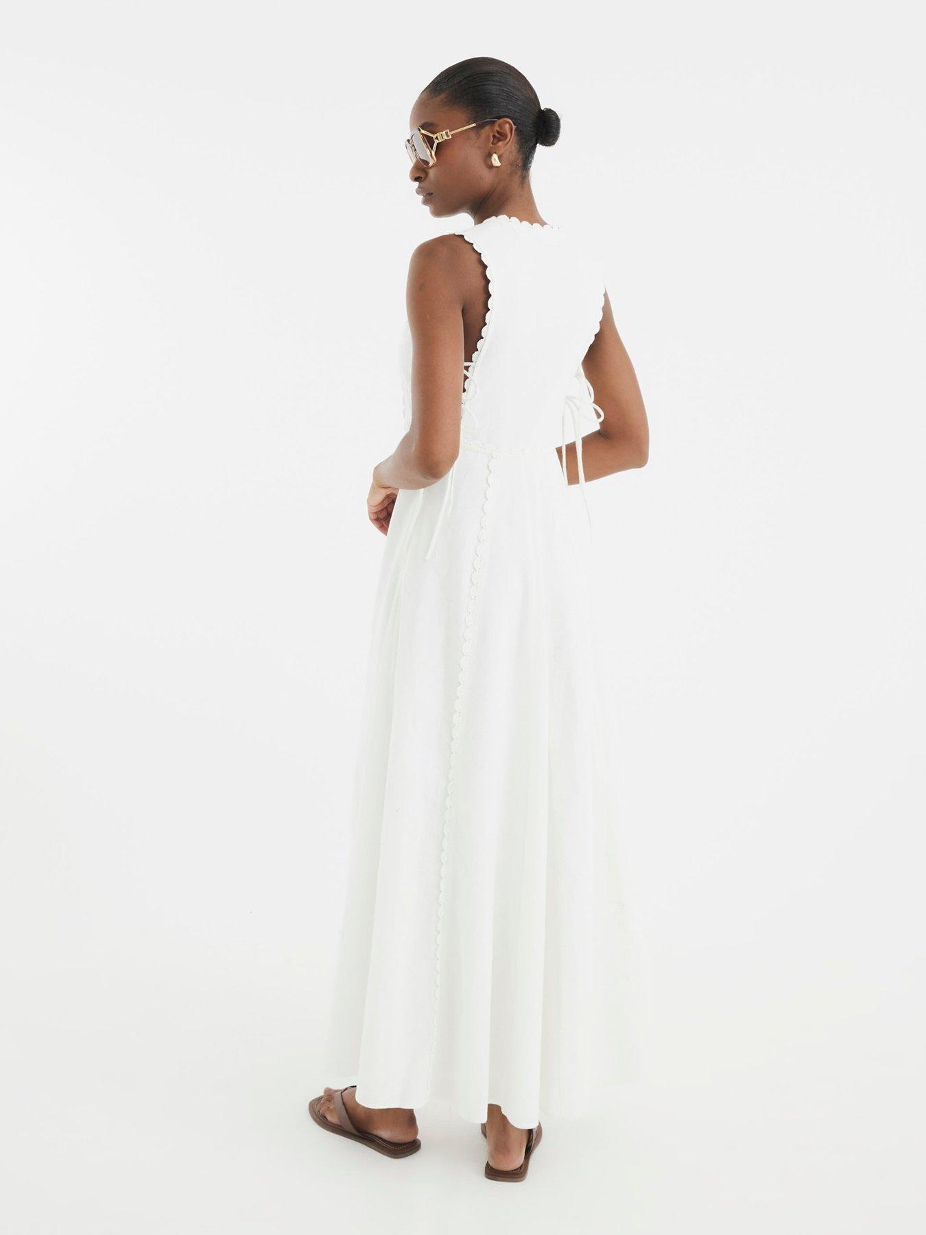 Image 2 of 4 of River Island Lace Insert Dress - White