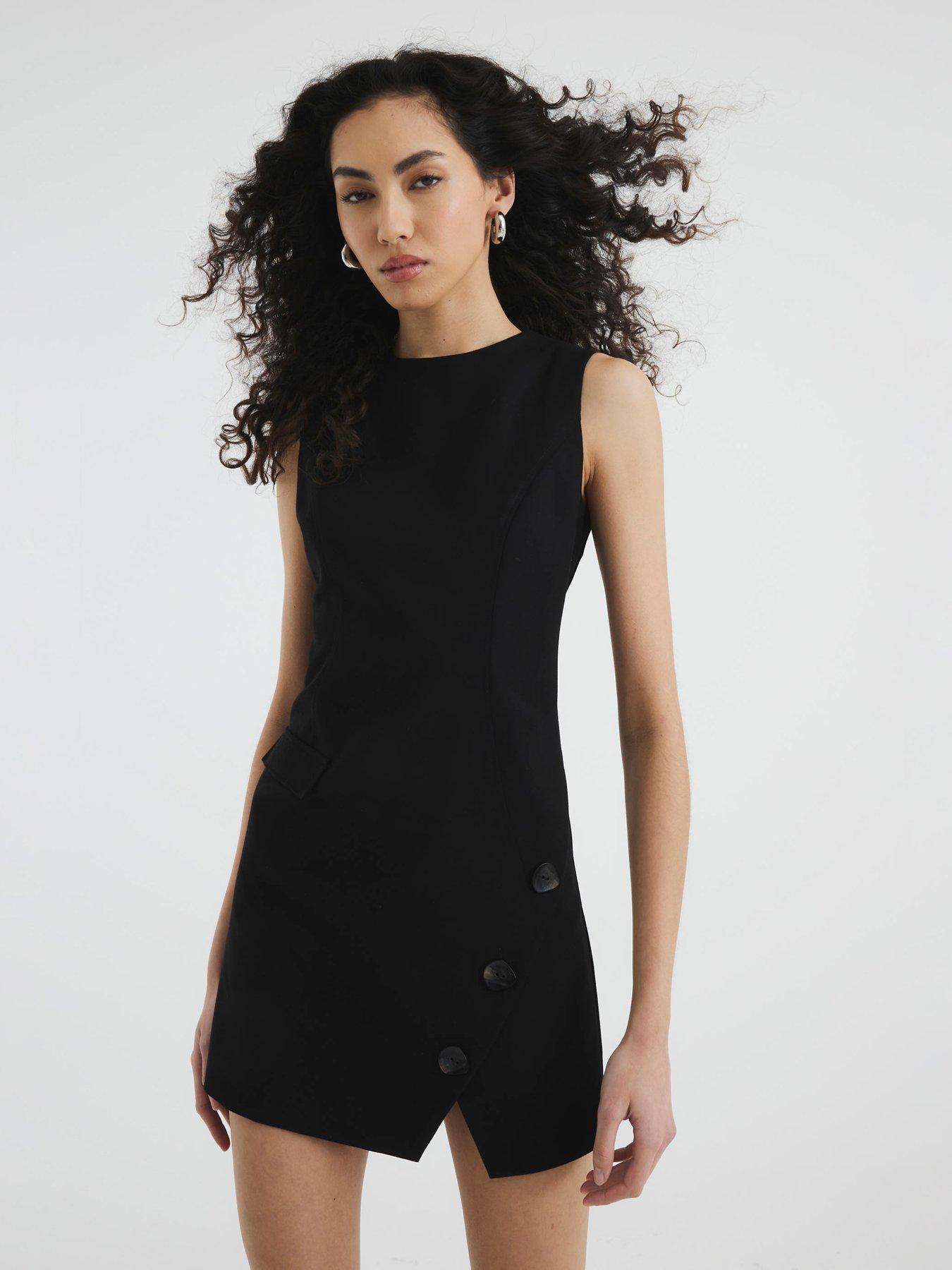 undefined Sleeveless Tailored Blazer Dress - Black