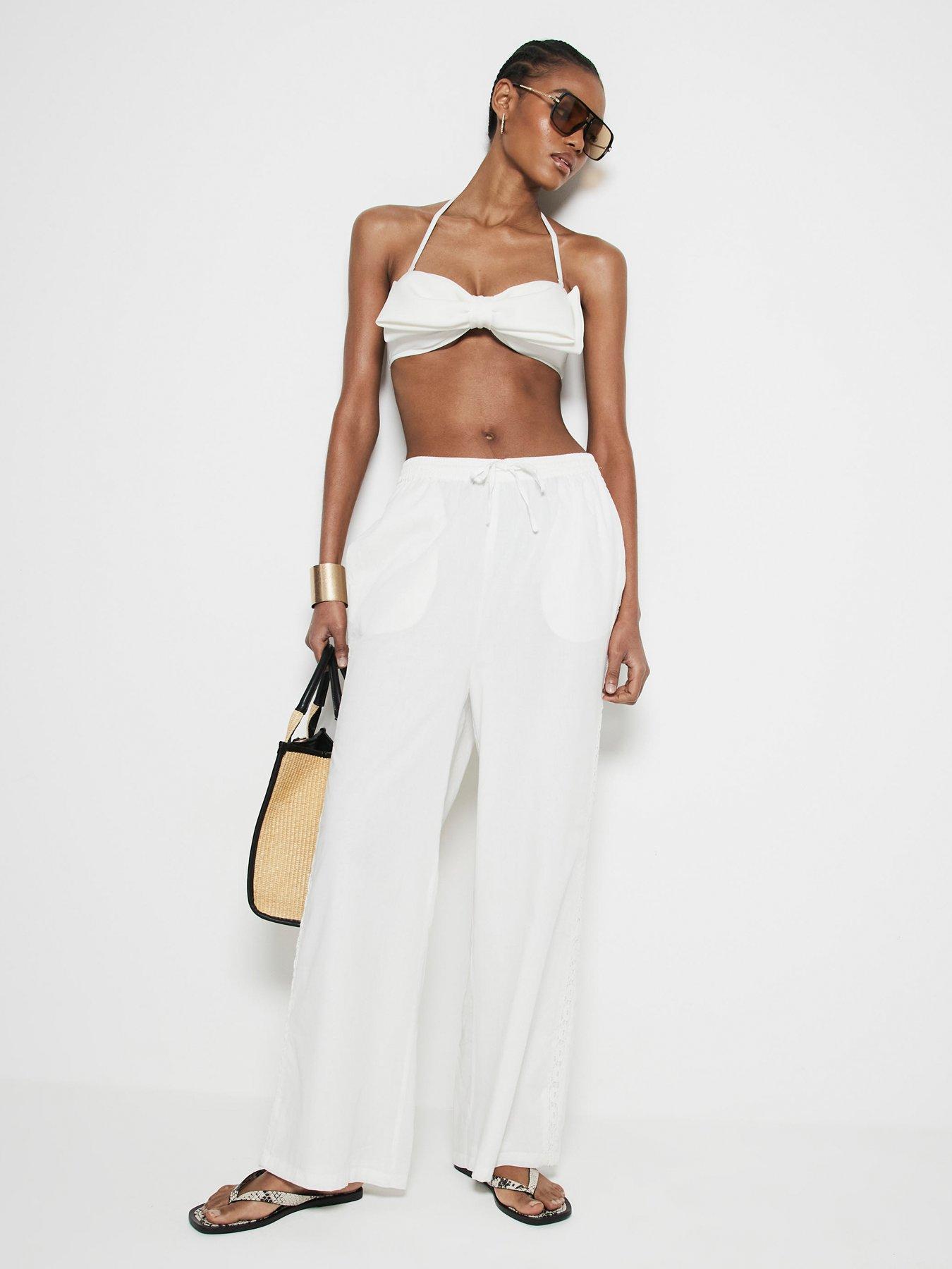 undefined Lace Insert Trousers - White