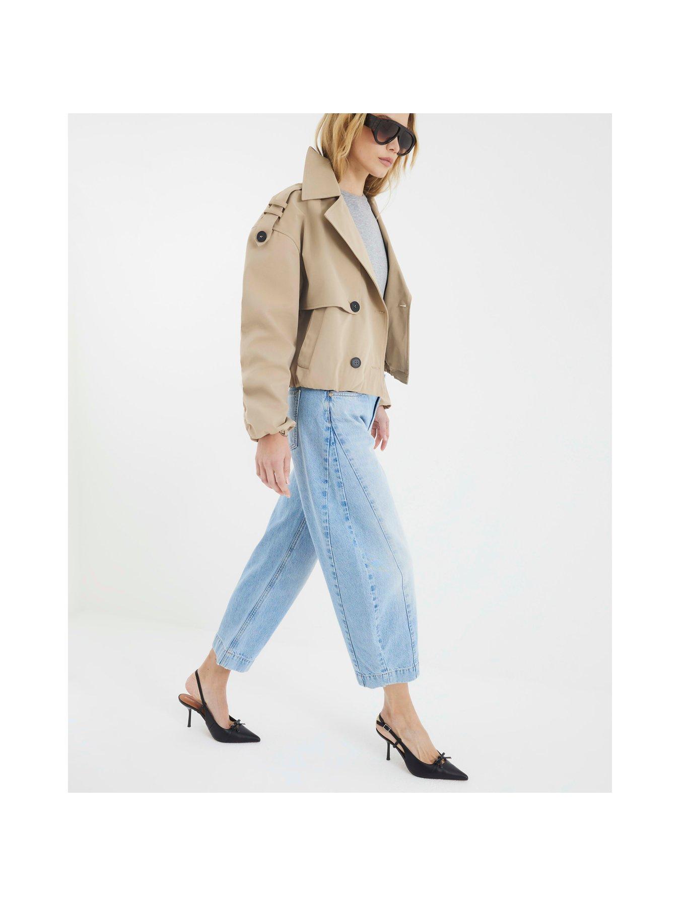 Image 4 of 5 of River Island Seam Detail Barrel Jeans - Light Blue