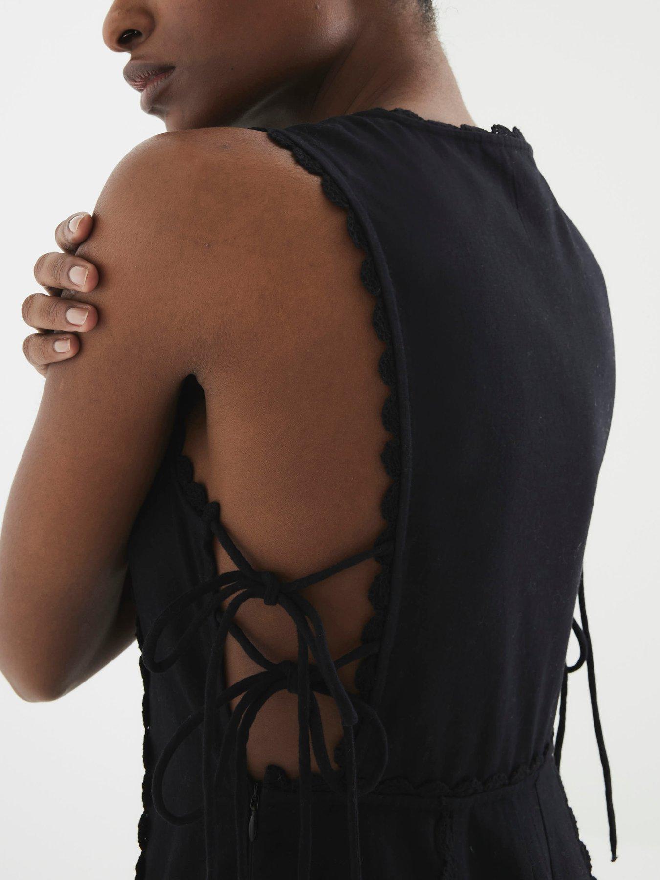 Image 2 of 4 of River Island Lace Insert Dress - Black