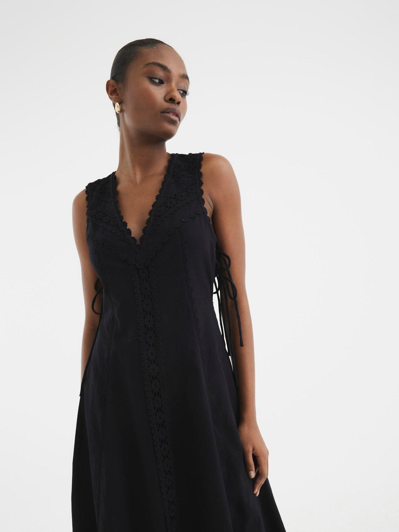 Image 4 of 4 of River Island Lace Insert Dress - Black