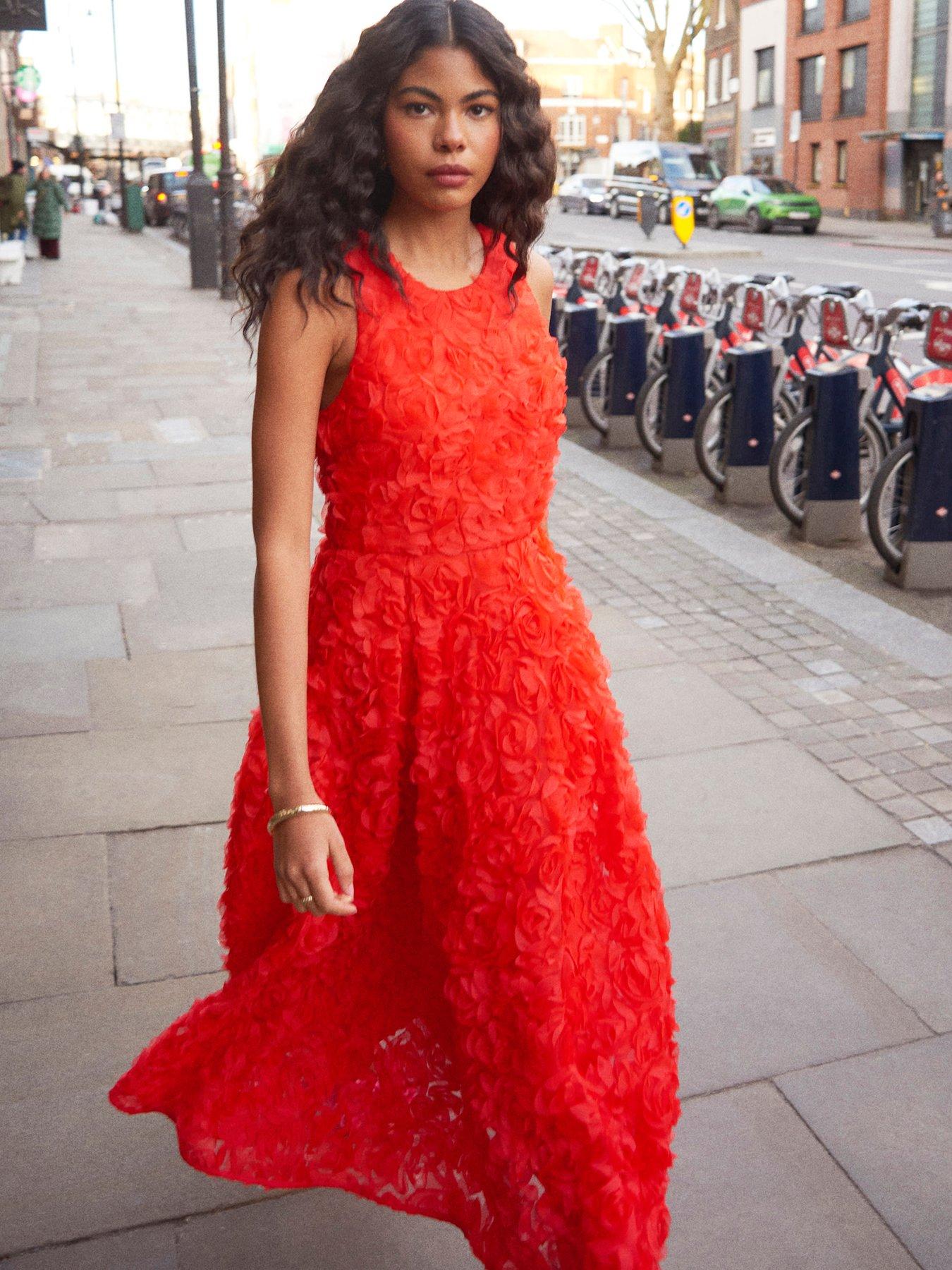 undefined Rose Prom Dress - Red