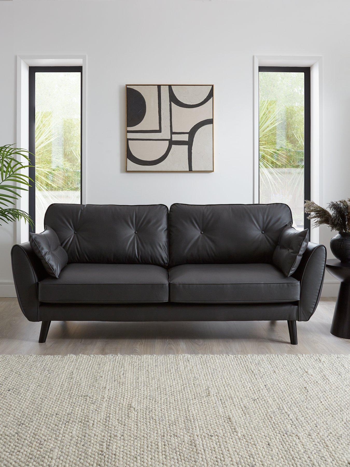 undefined Paulo Faux Leather 3 Seater Standard Back Sofa - FSC® Certified
