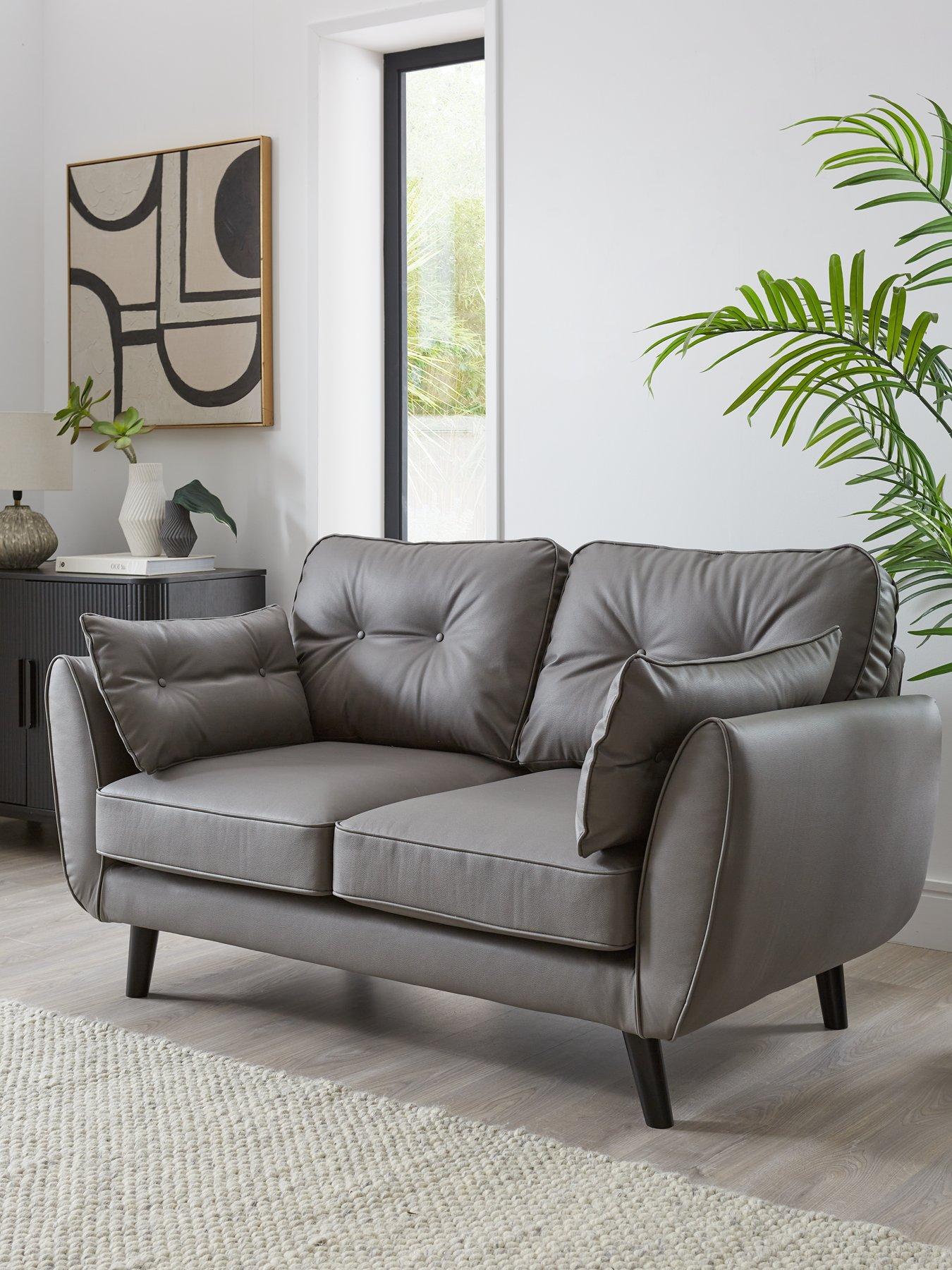 undefined Paulo Faux Leather 2 Seater Standard Back Sofa - FSC® Certified